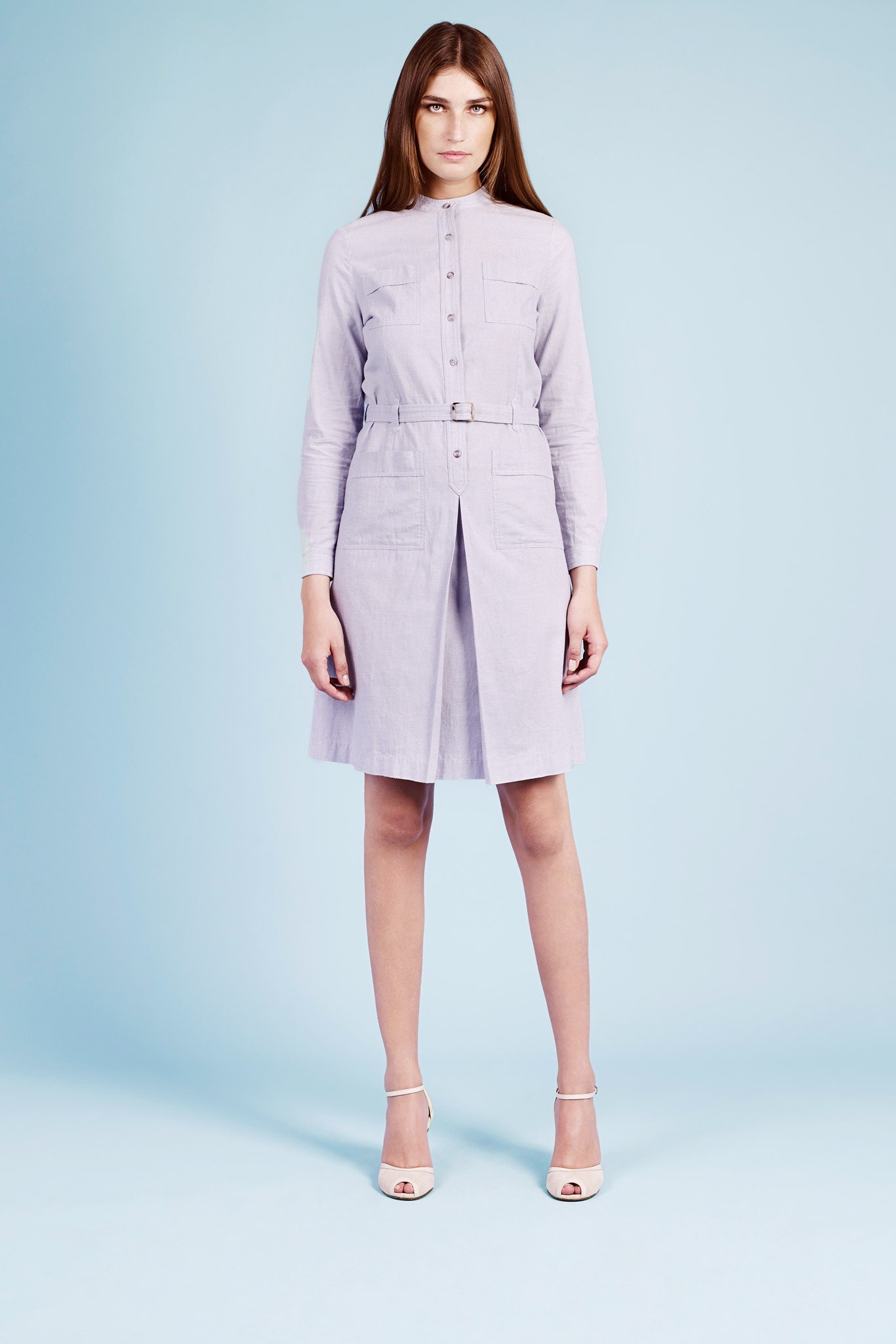 lavender cotton shirt-dress