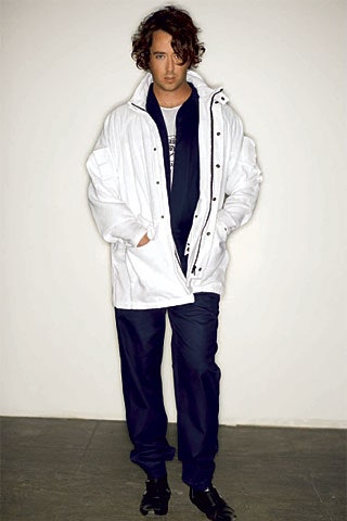 white cotton long-sleeve collared oversized zippered buttoned jacket