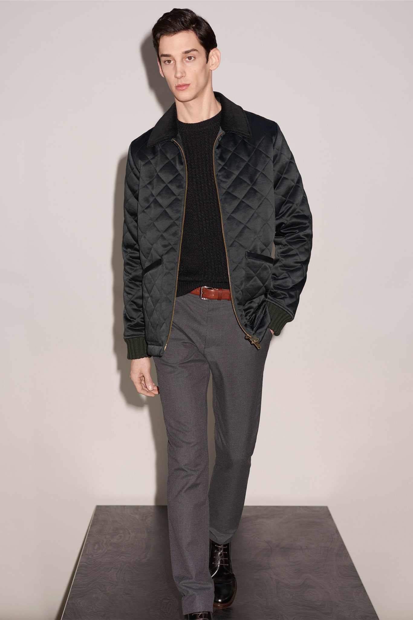 black quilted jacket with sweater