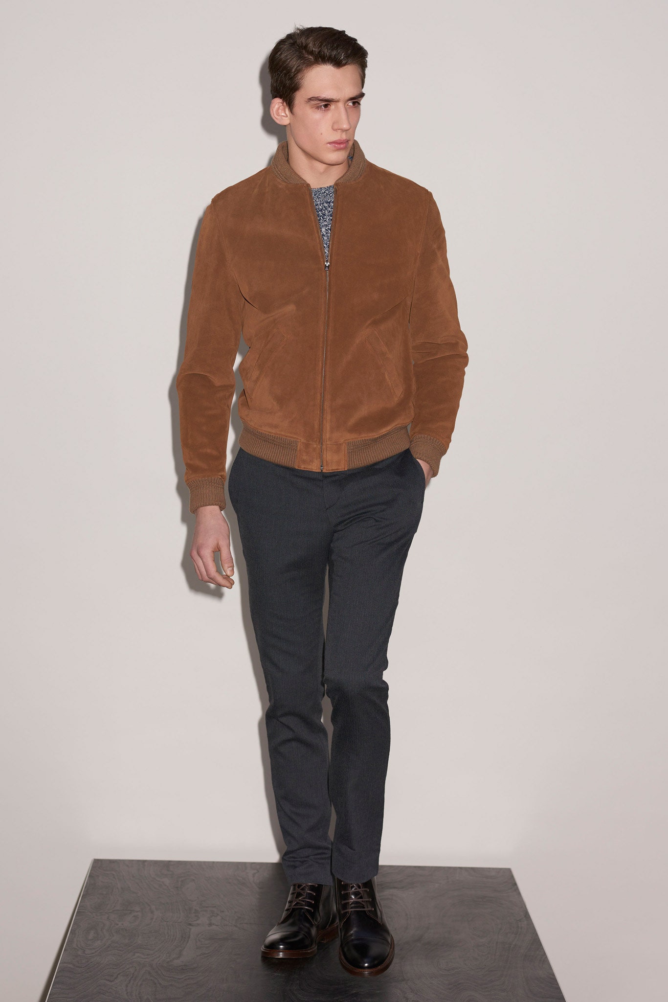 brown suede fitted jacket