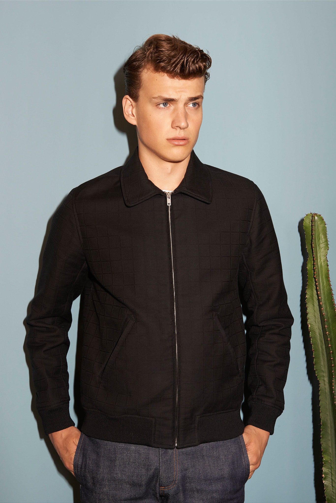 black fitted cotton jacket