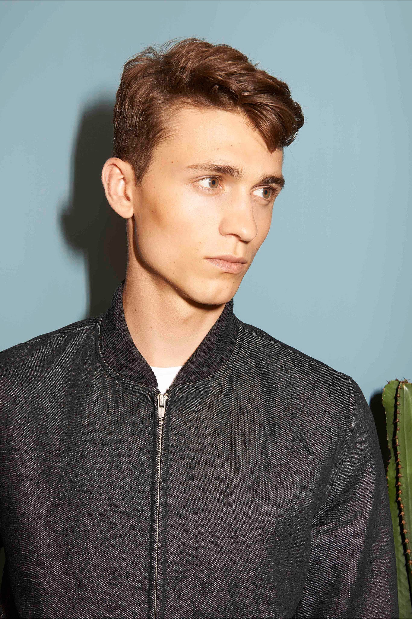 black fitted jacket with white t-shirt