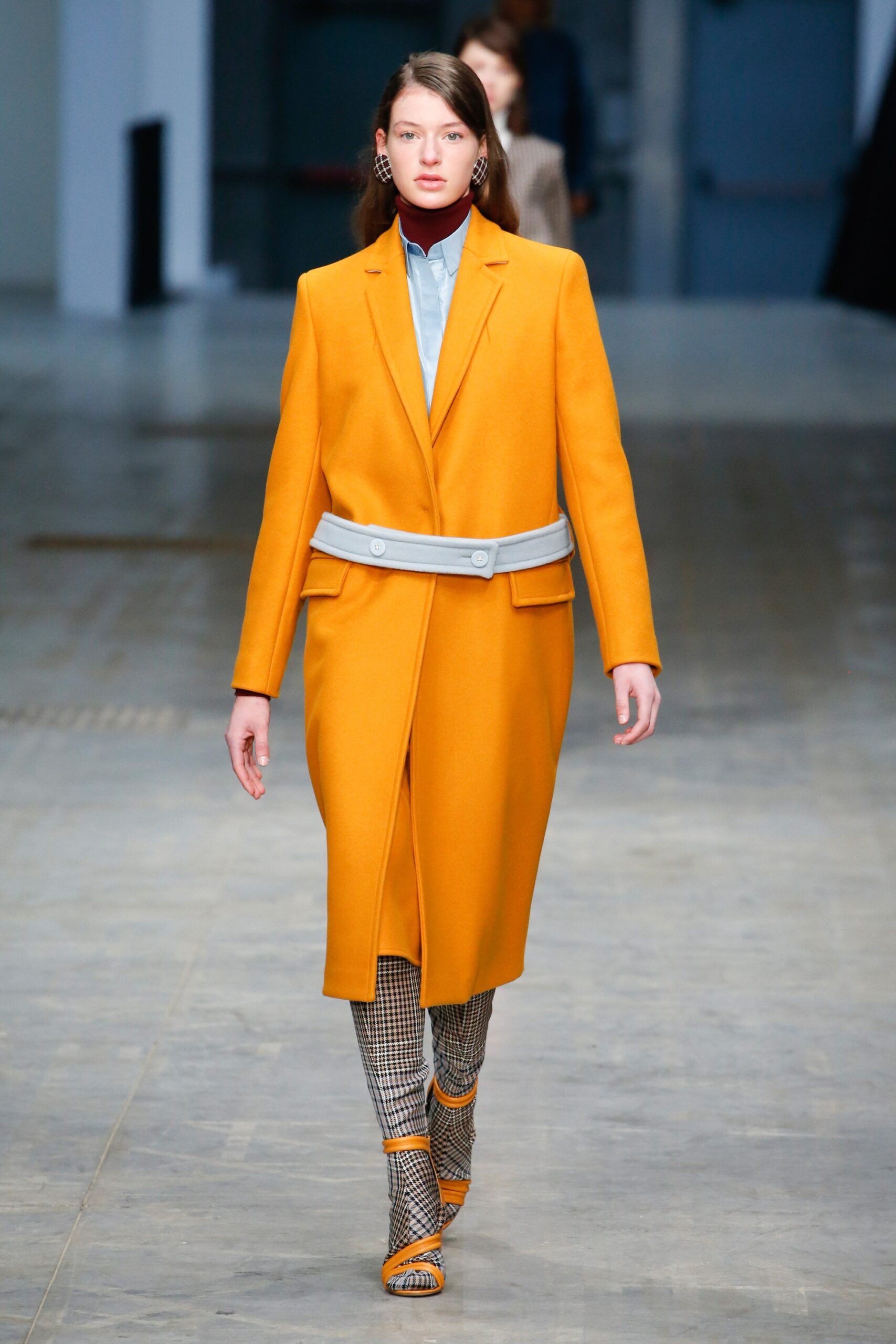 orange wool belted coat