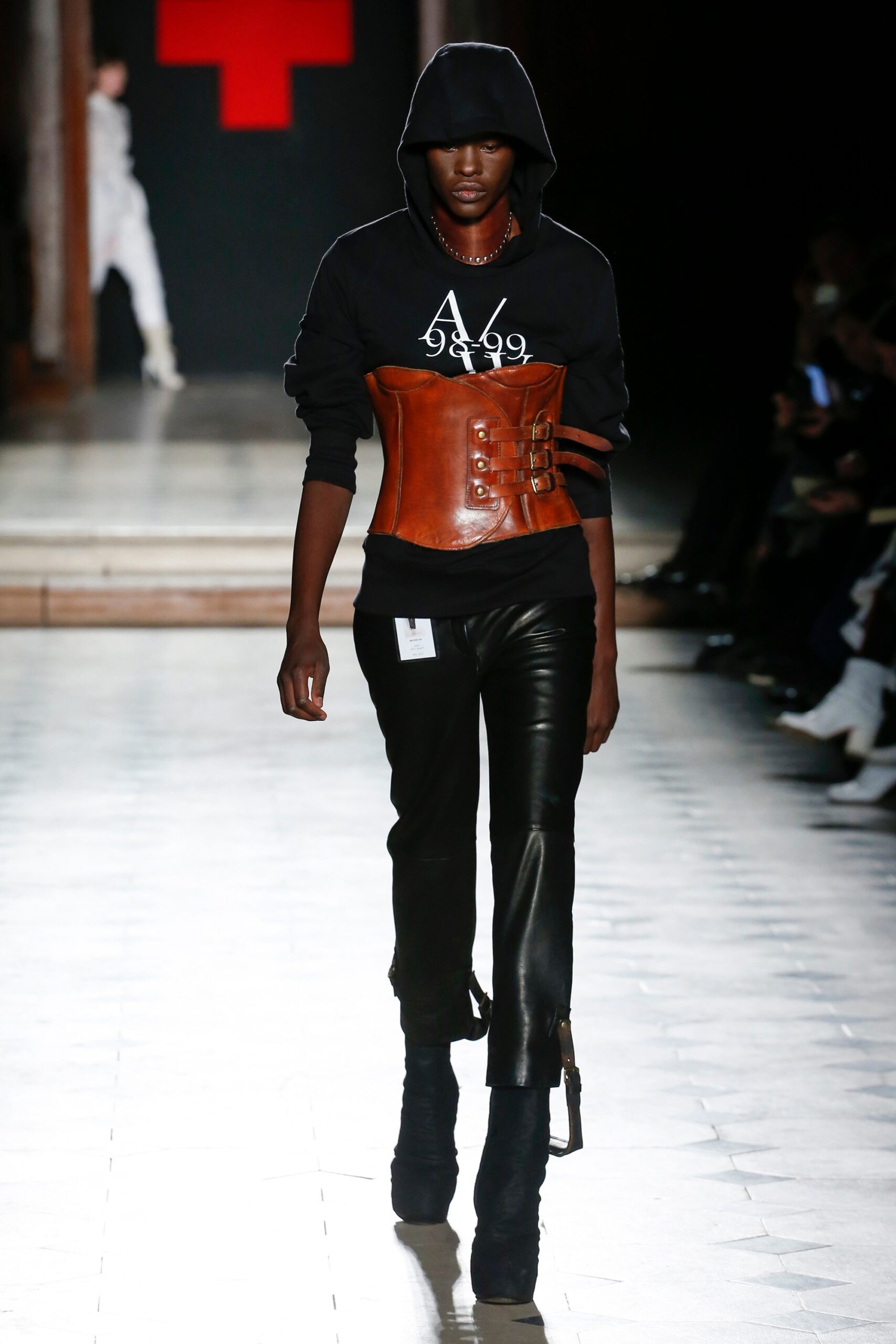 brown leather fitted zippered corset