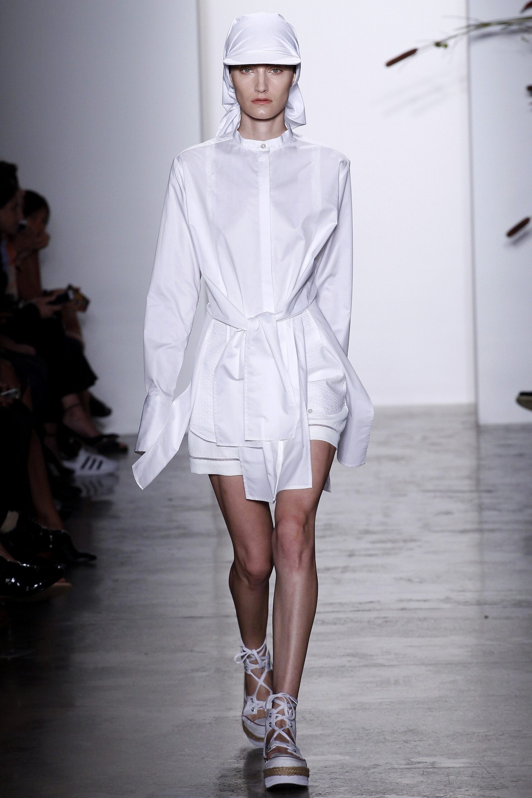 white fitted shirt-dress