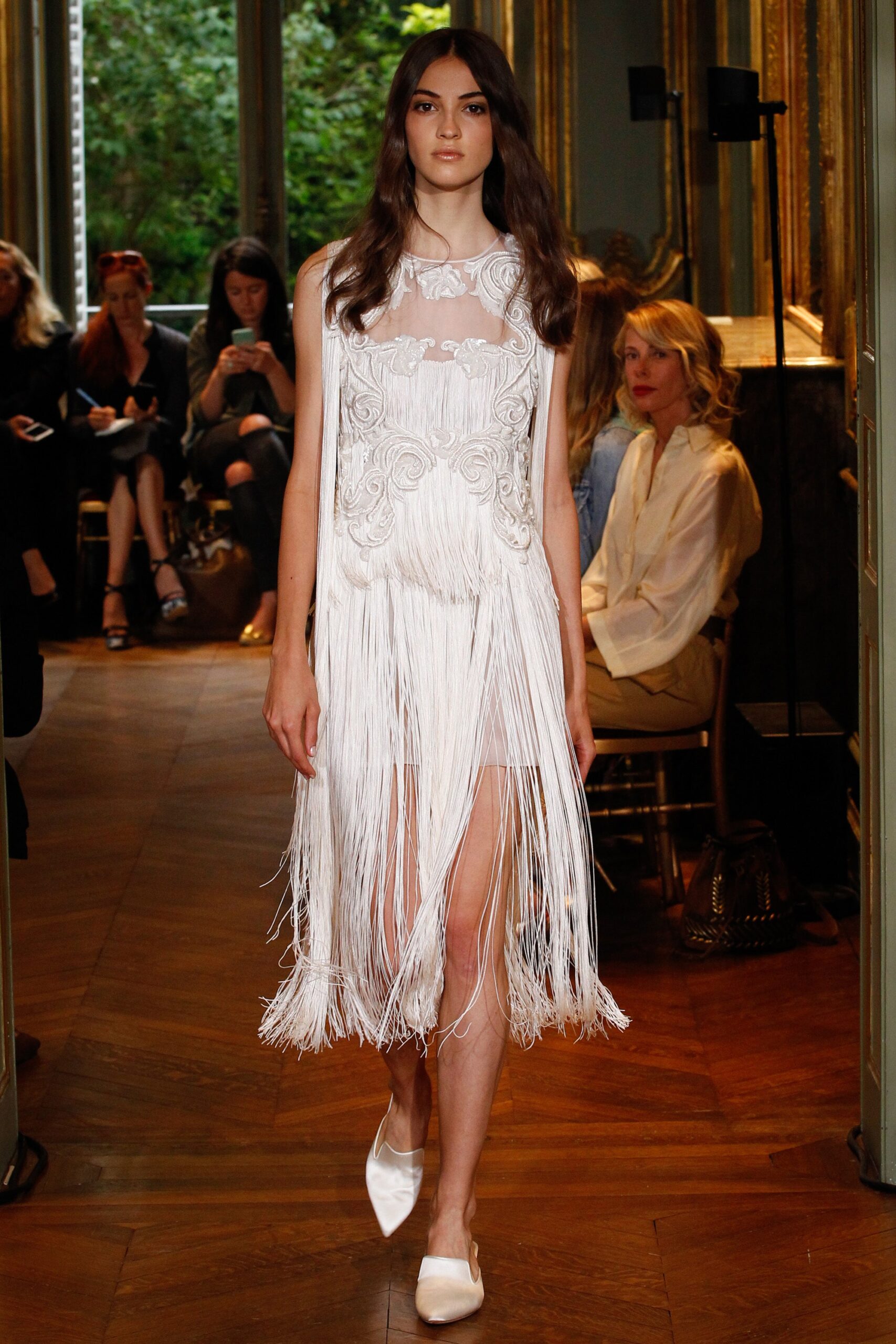 white silk sleeveless dress