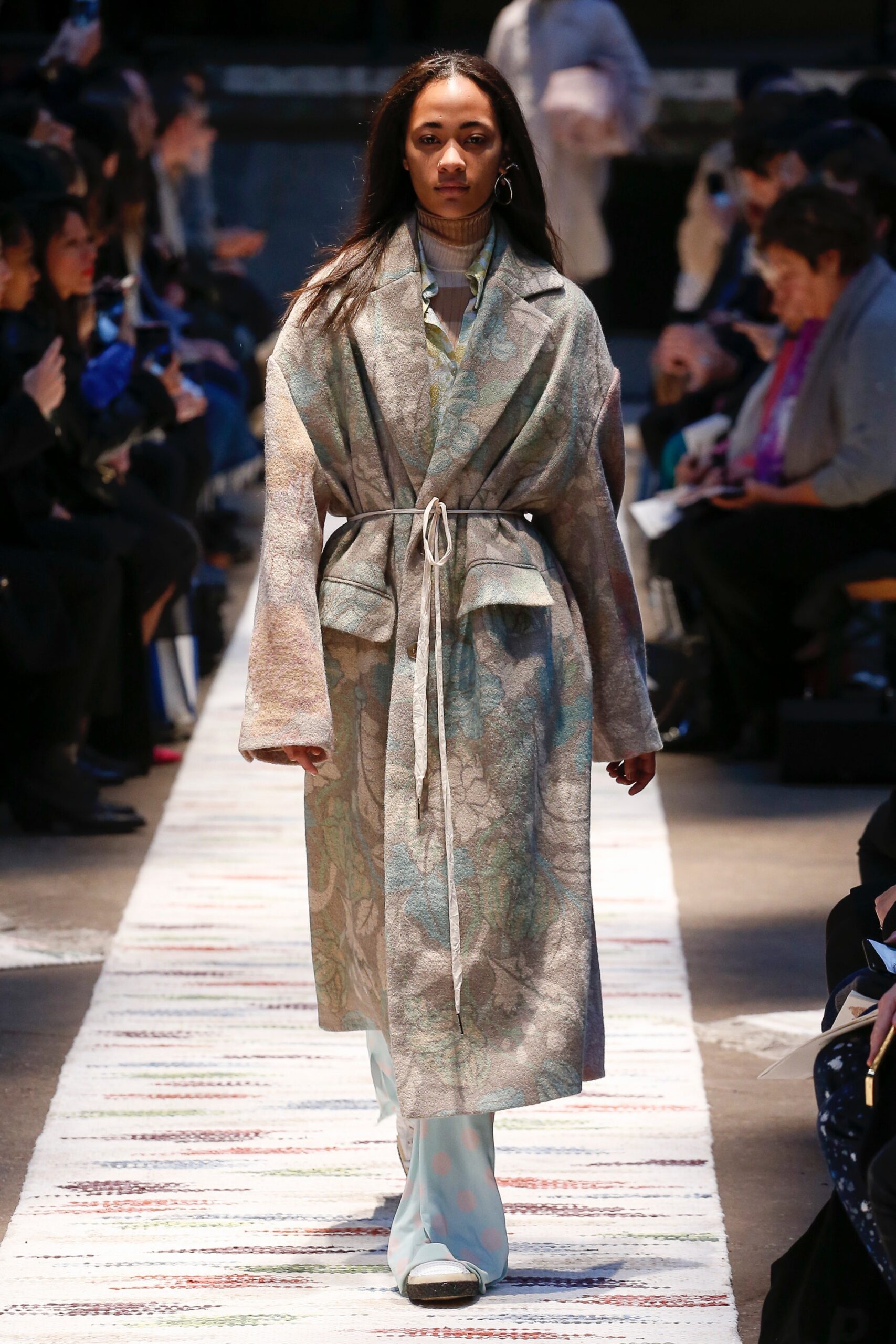 multi-colored relaxed silk coat