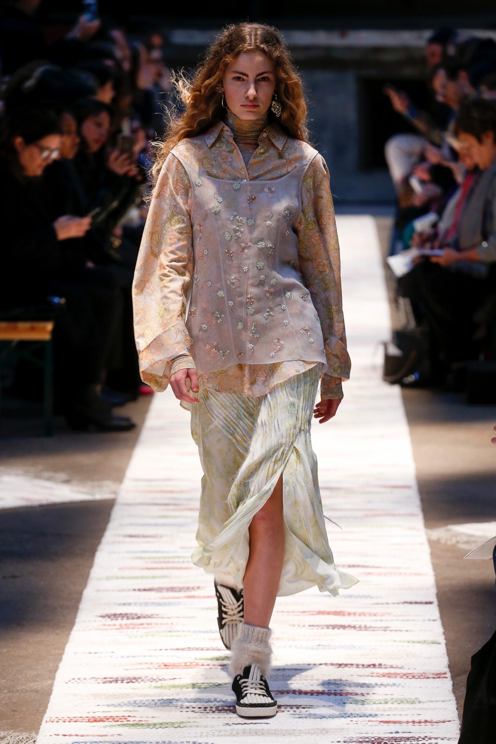 beige embroidered silk blouse