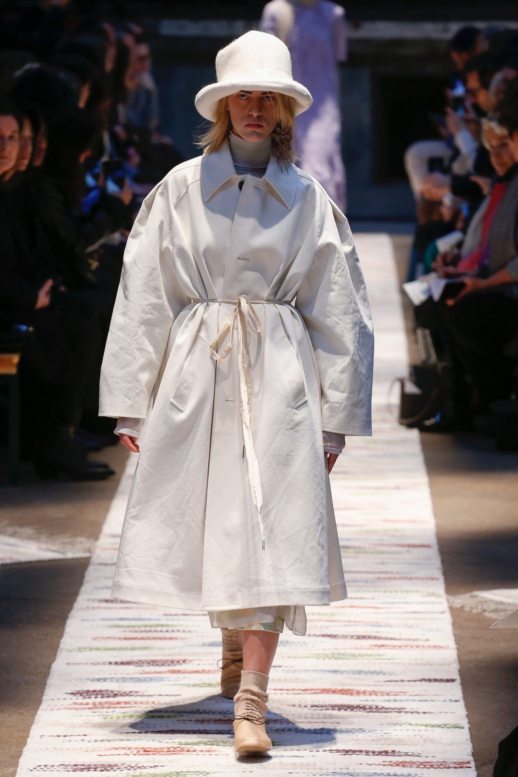 oversized white coat with gray top