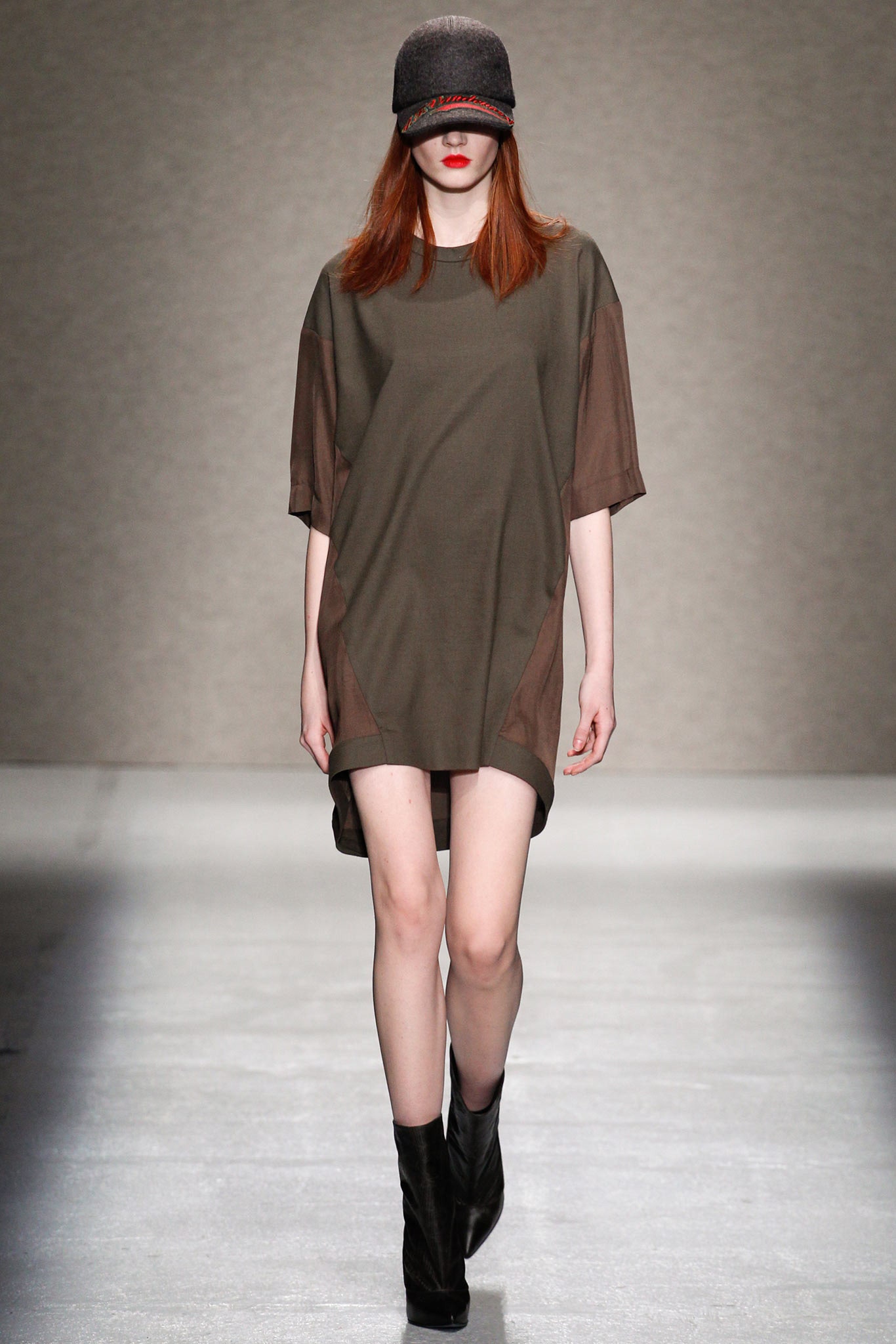 green cotton sleeveless high-neck relaxed layered short dress