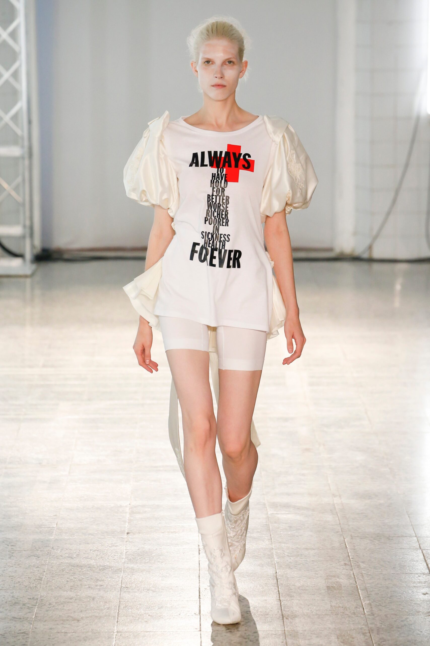 white relaxed top with printed design