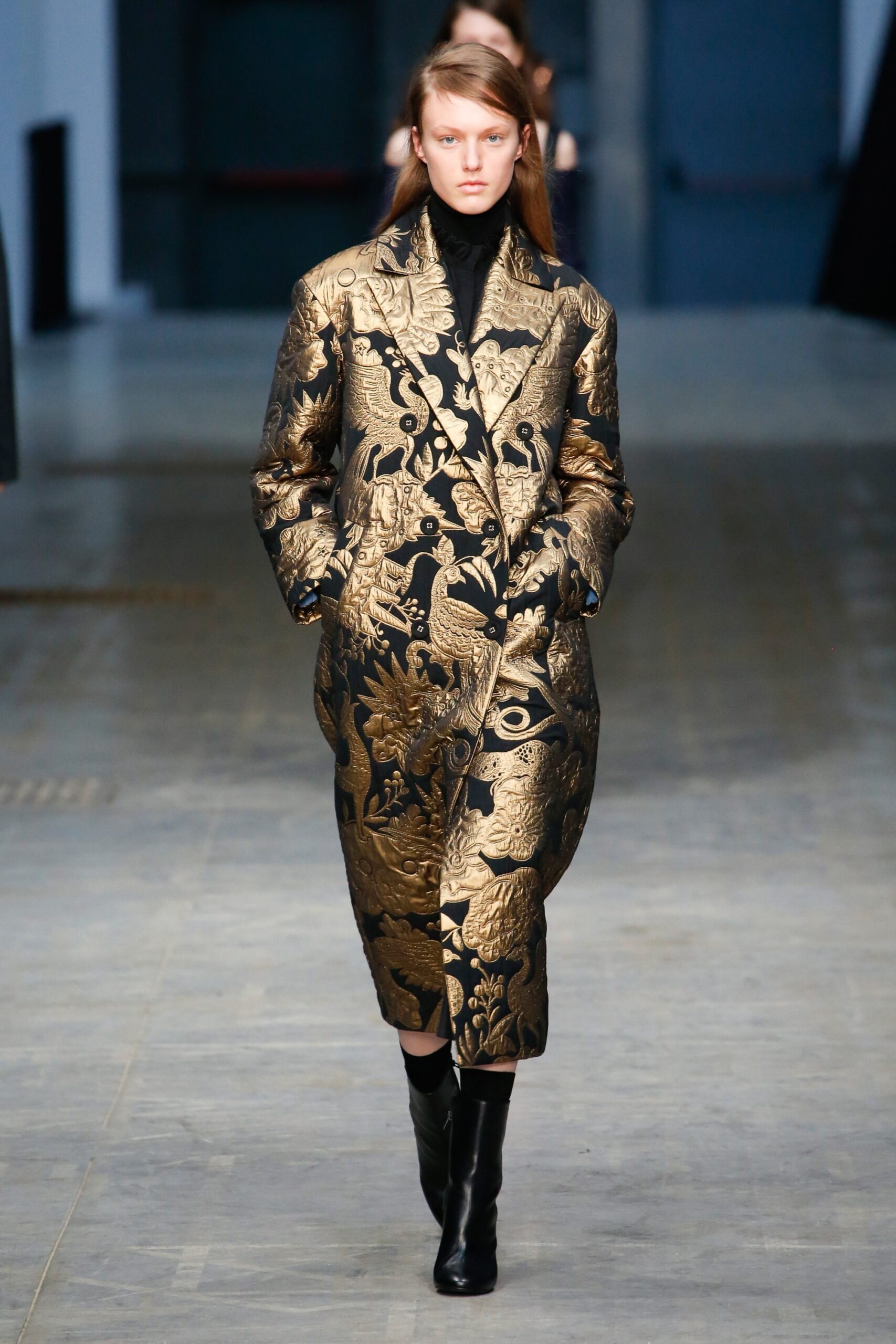 gold and black embroidered coat
