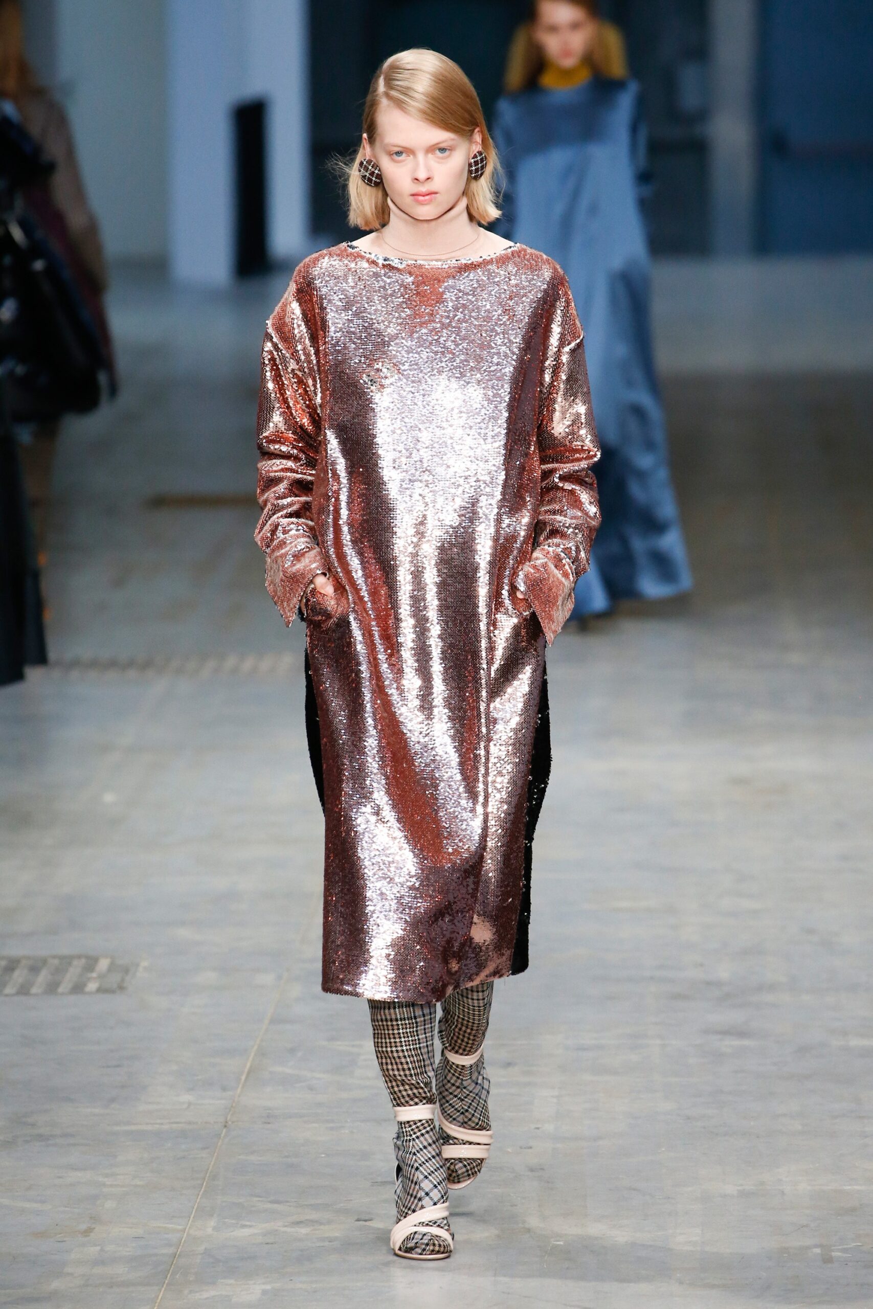 shiny rose sequin midi dress