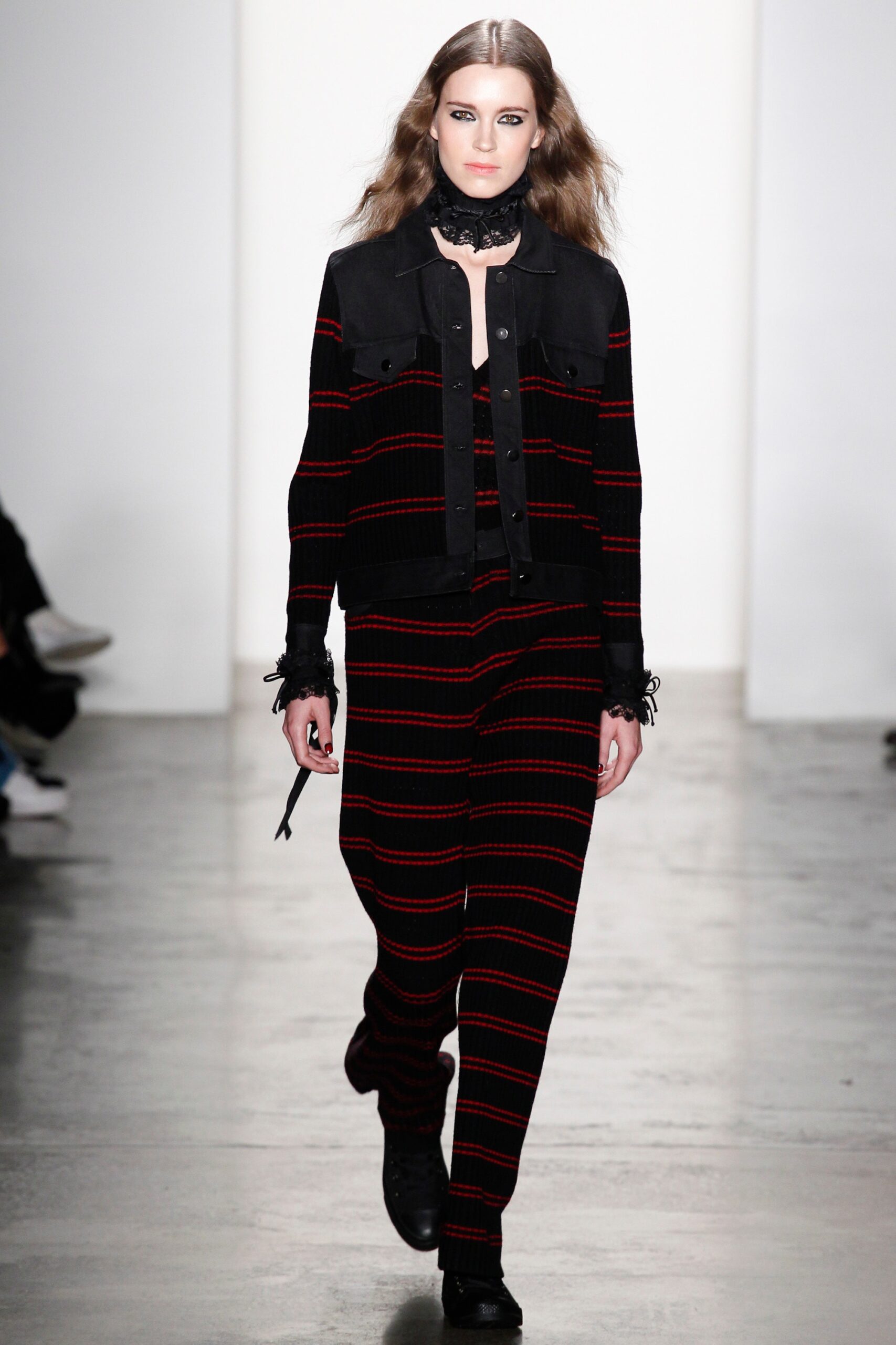 black and red striped jacket and pants