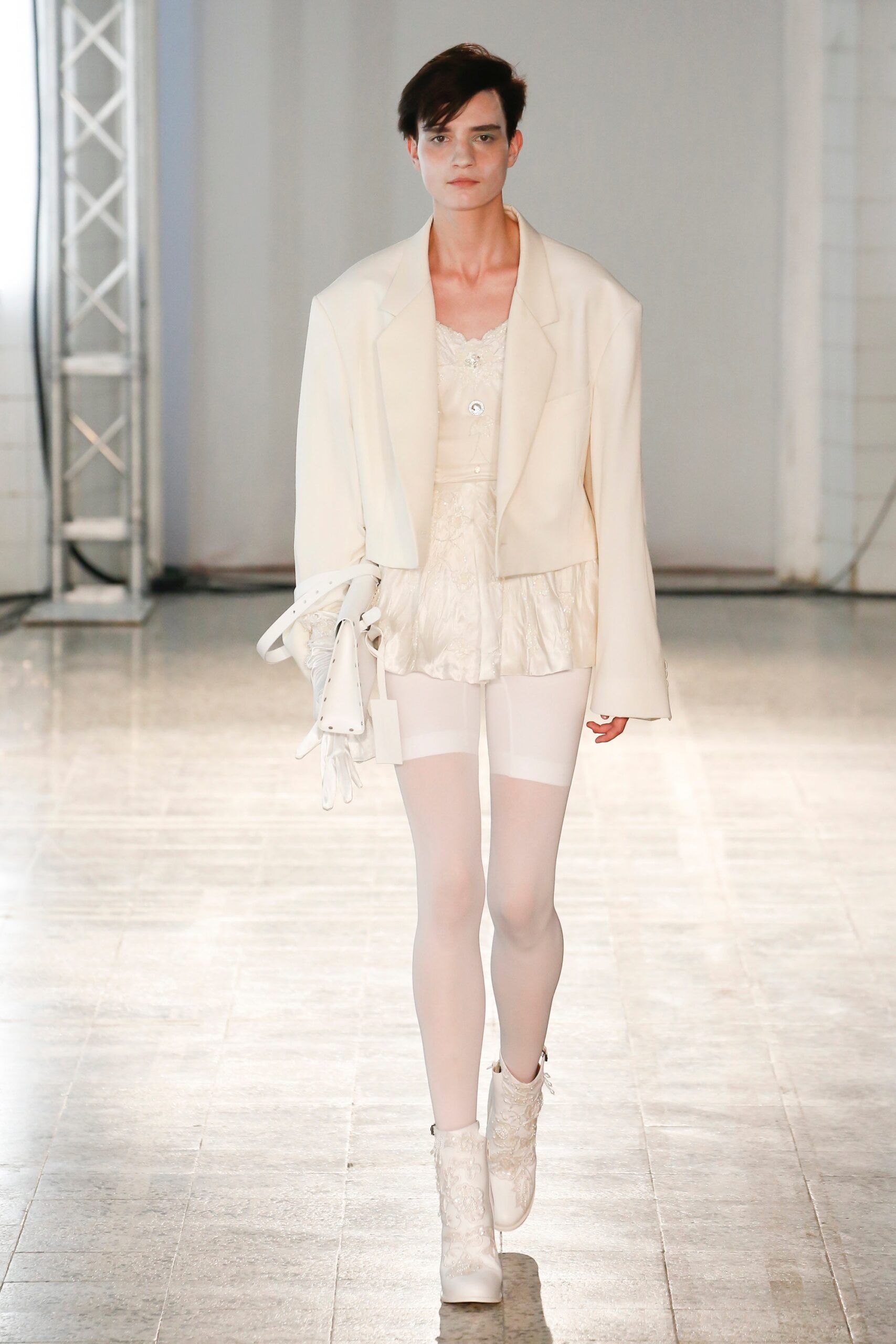 white oversized jacket with fitted top