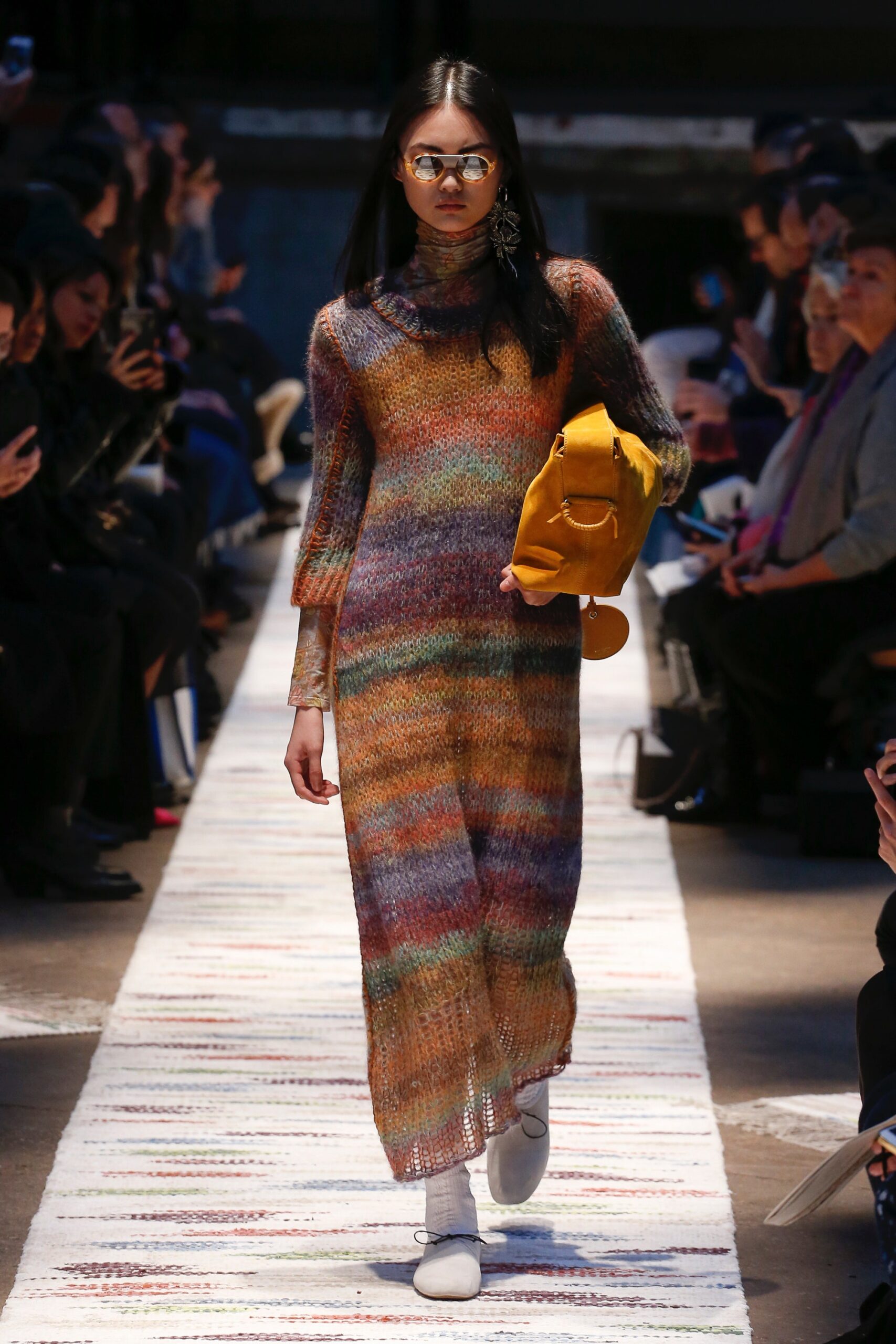 multi-colored knit midi dress
