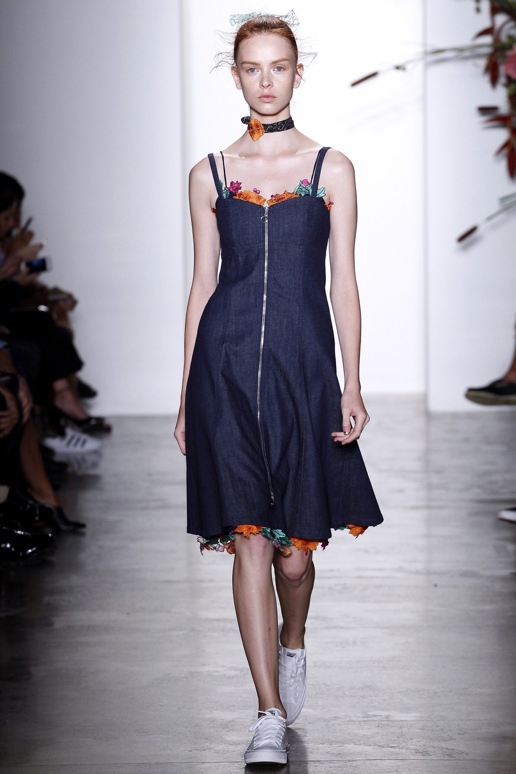 blue denim sleeveless dress