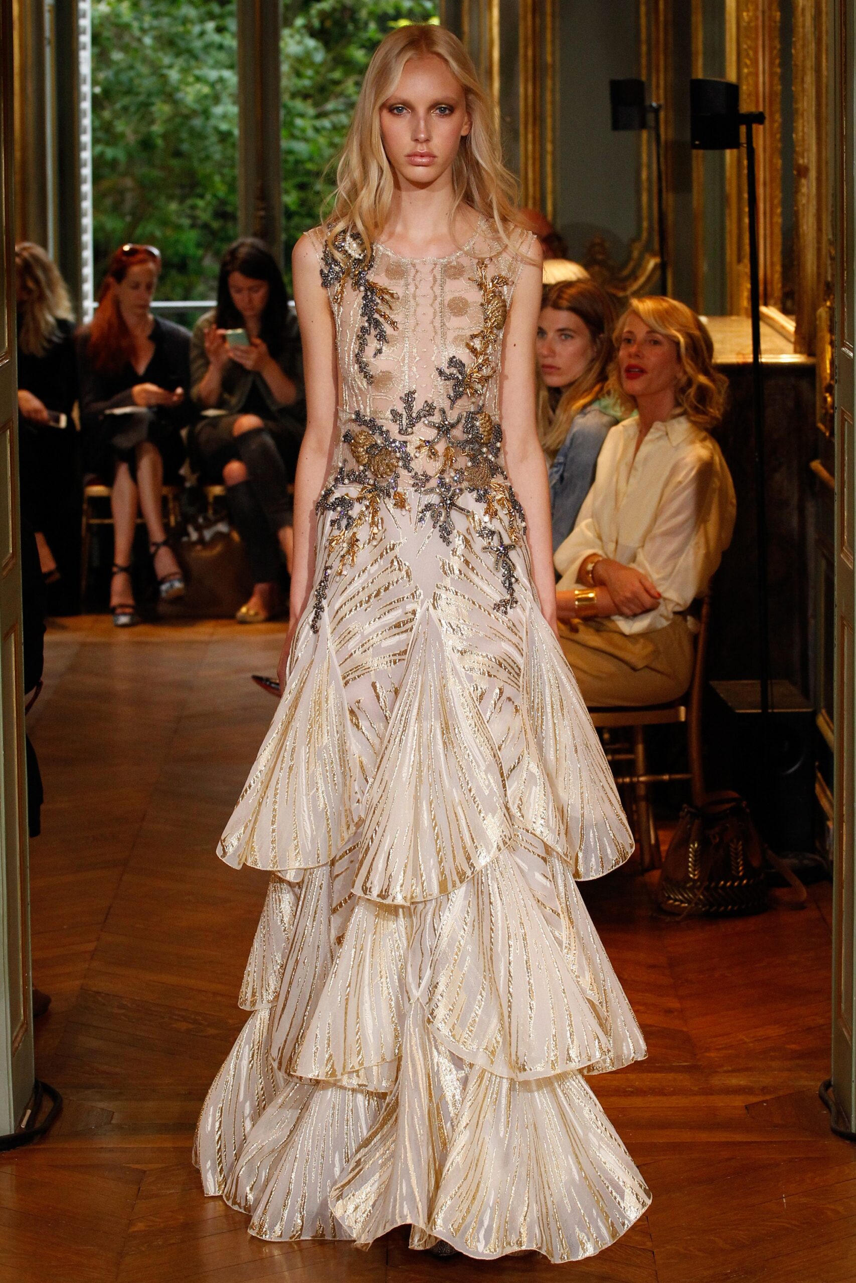 ivory gold embroidered gown