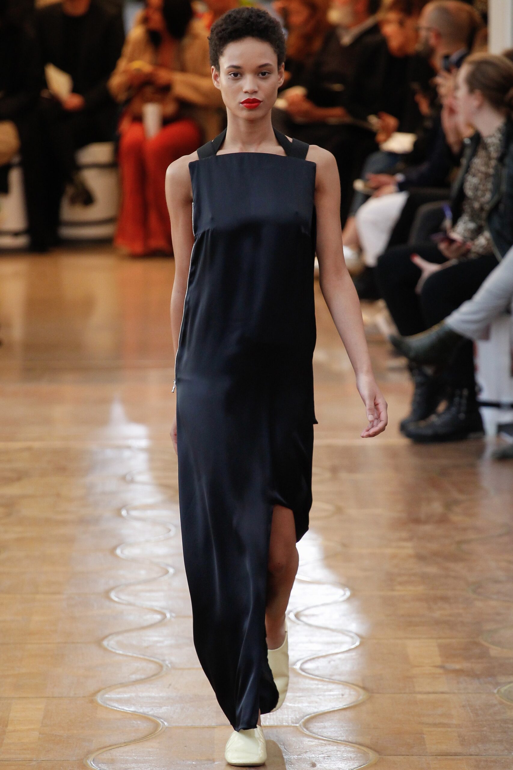 black silk sleeveless dress