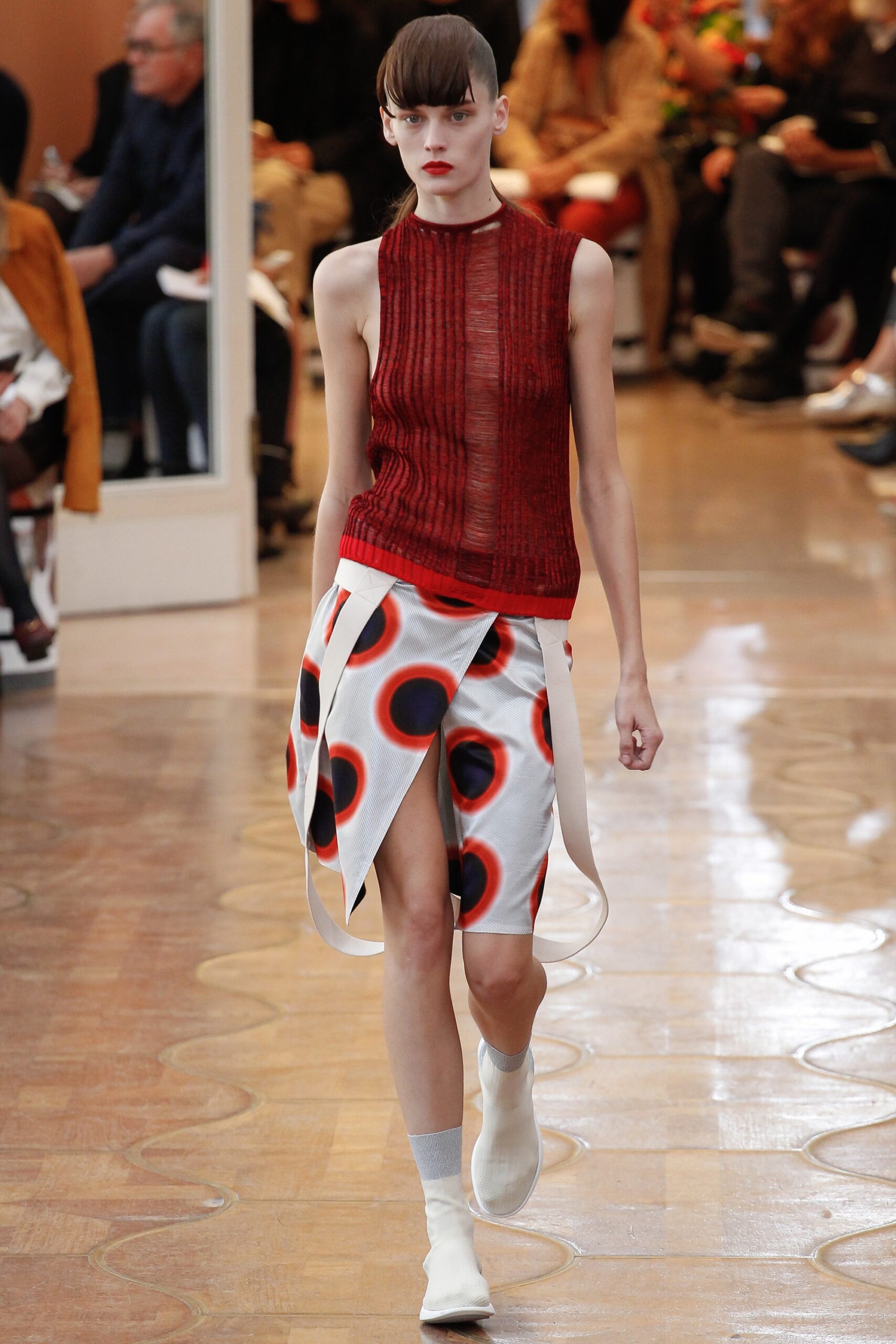 white silk asymmetric fitted printed mini skirt