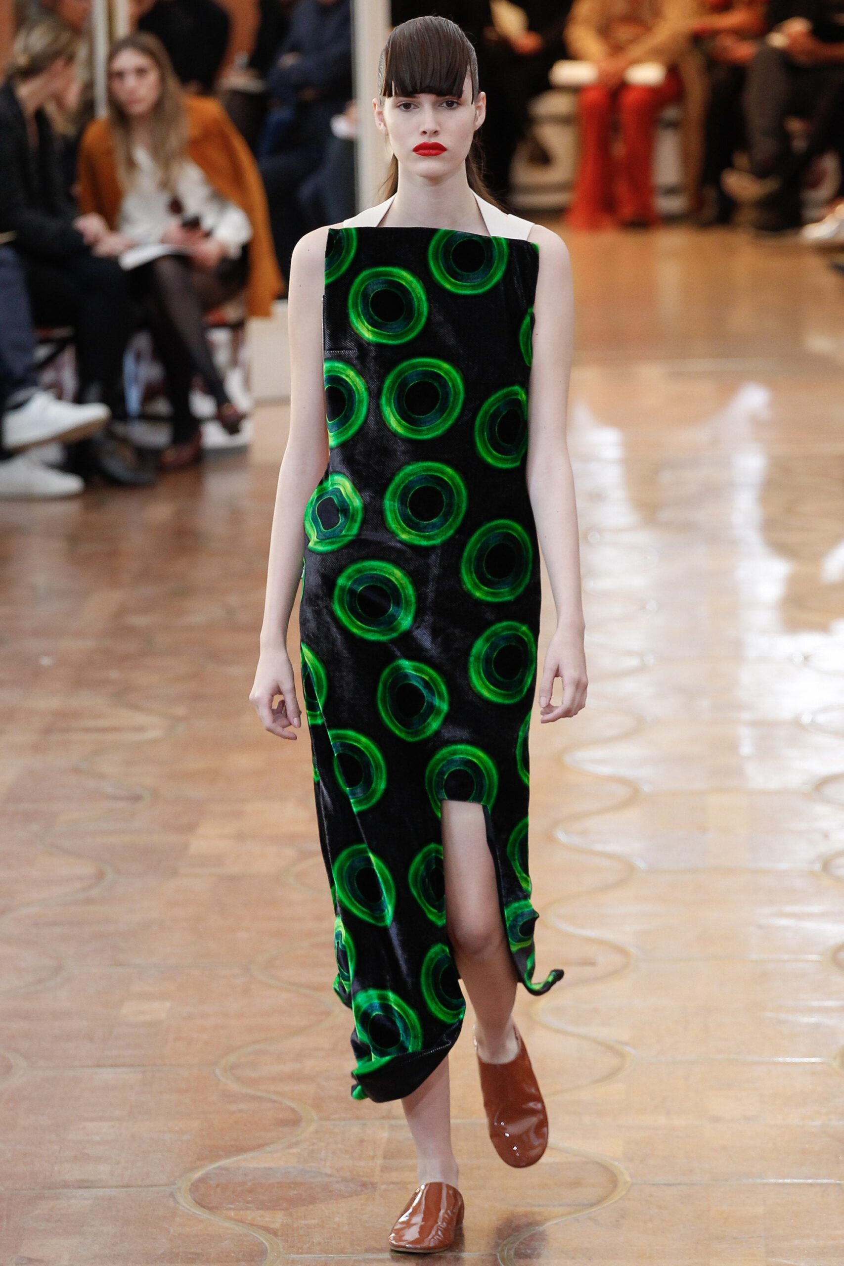 black and green velvet midi dress