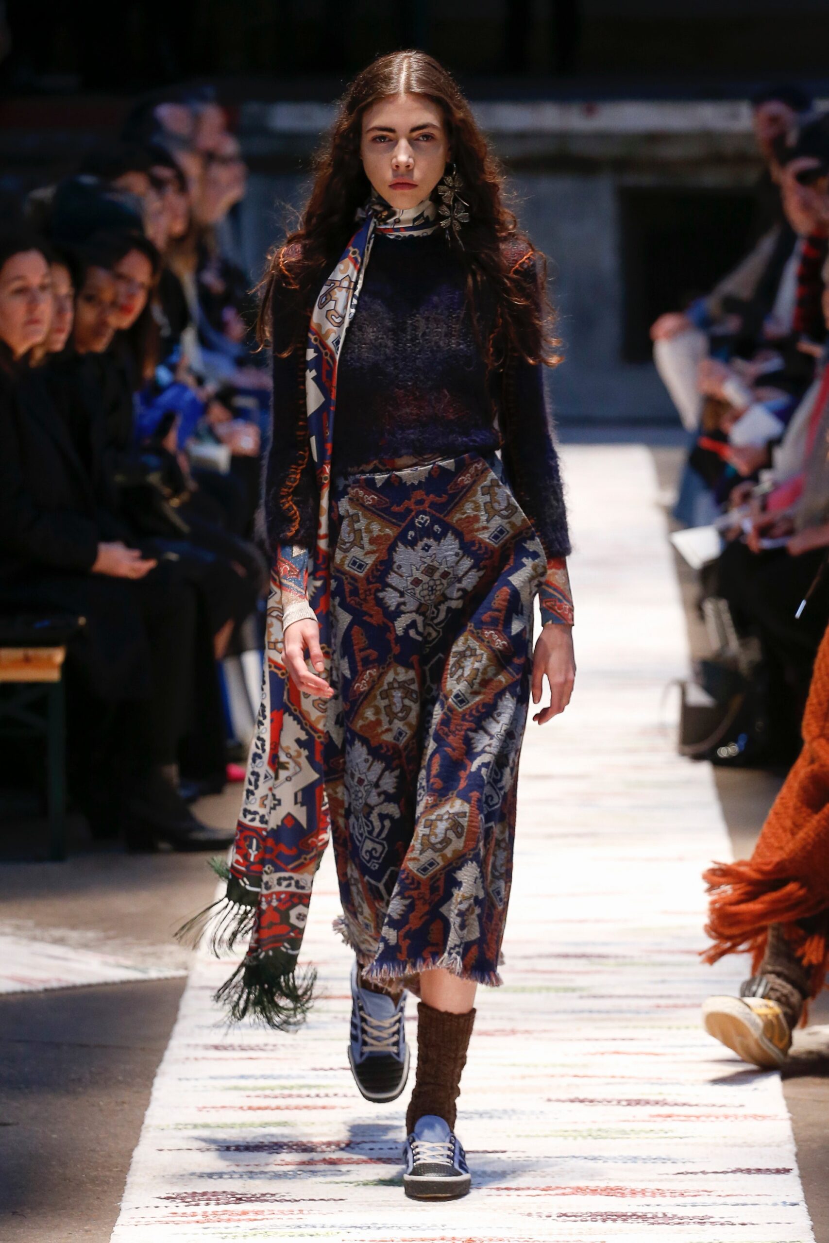 multi-colored silk midi dress