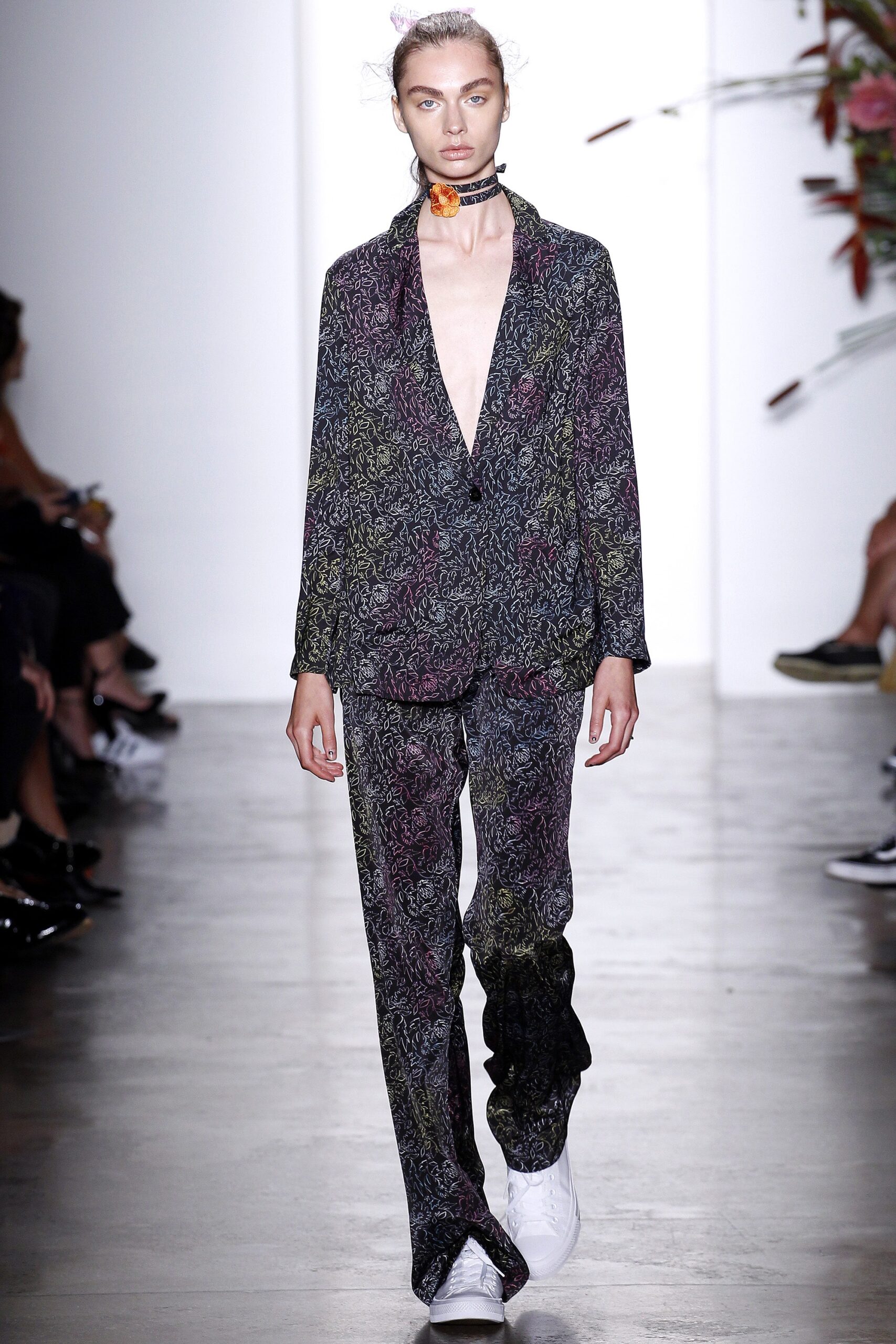 purple and green printed suit