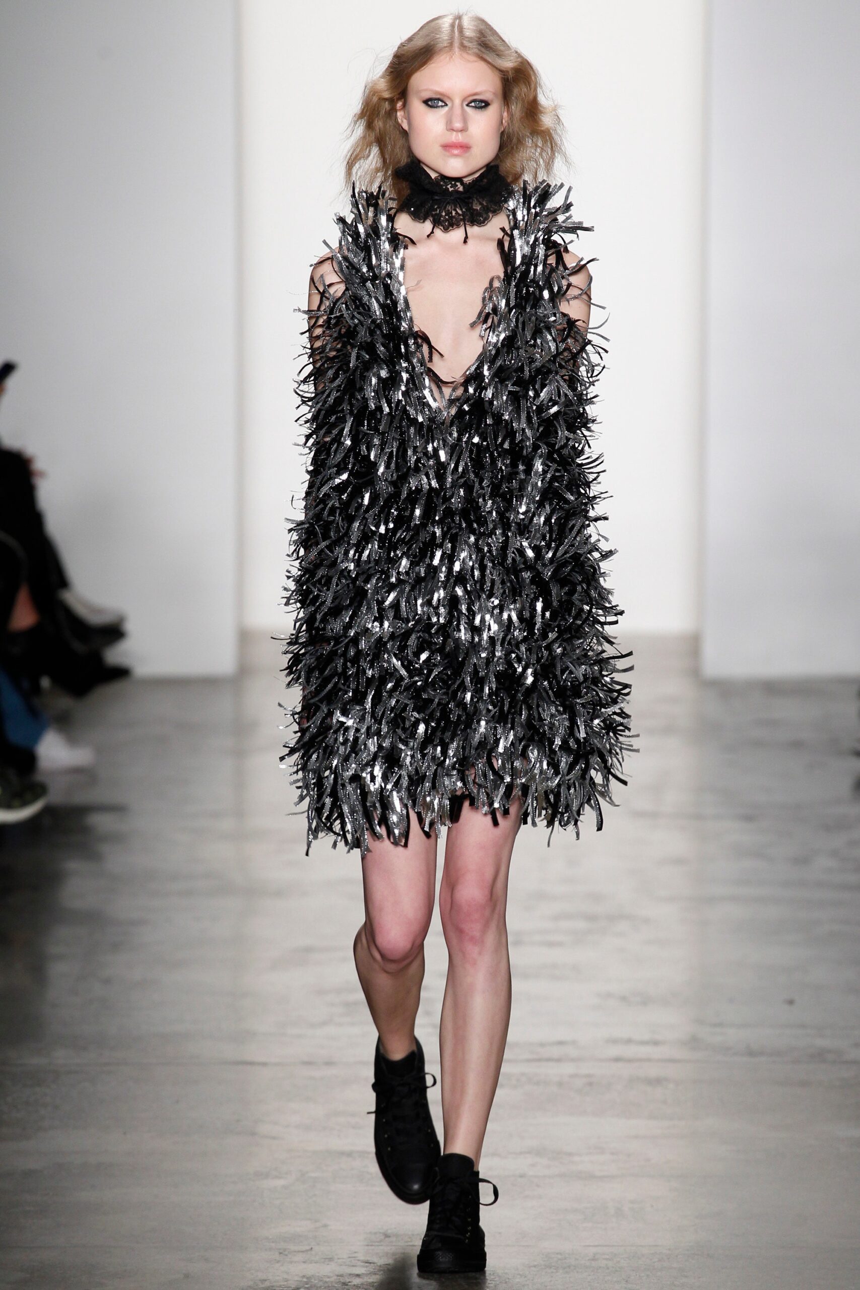 black silver fringed mini dress
