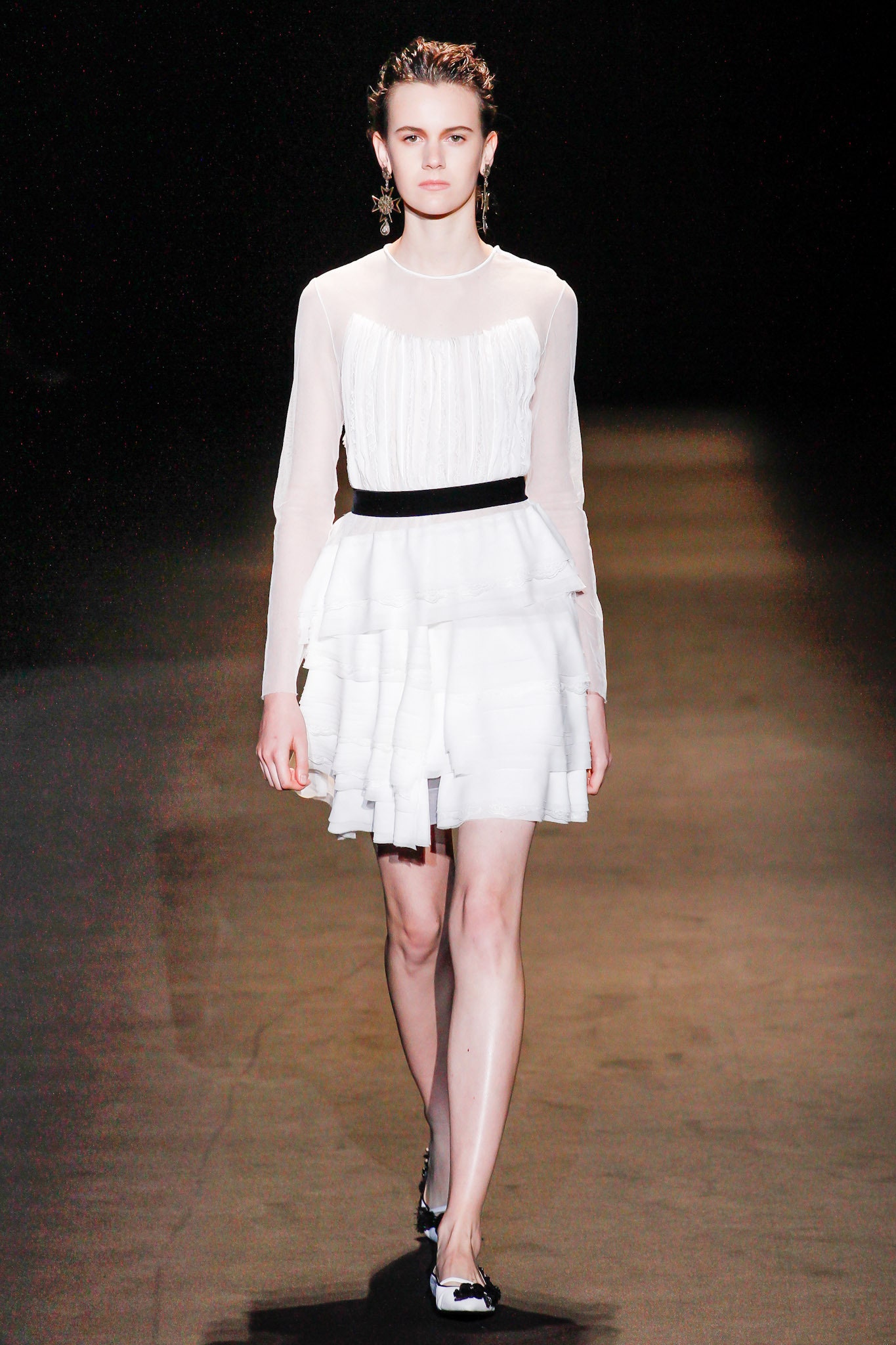 white silk long-sleeve mini dress