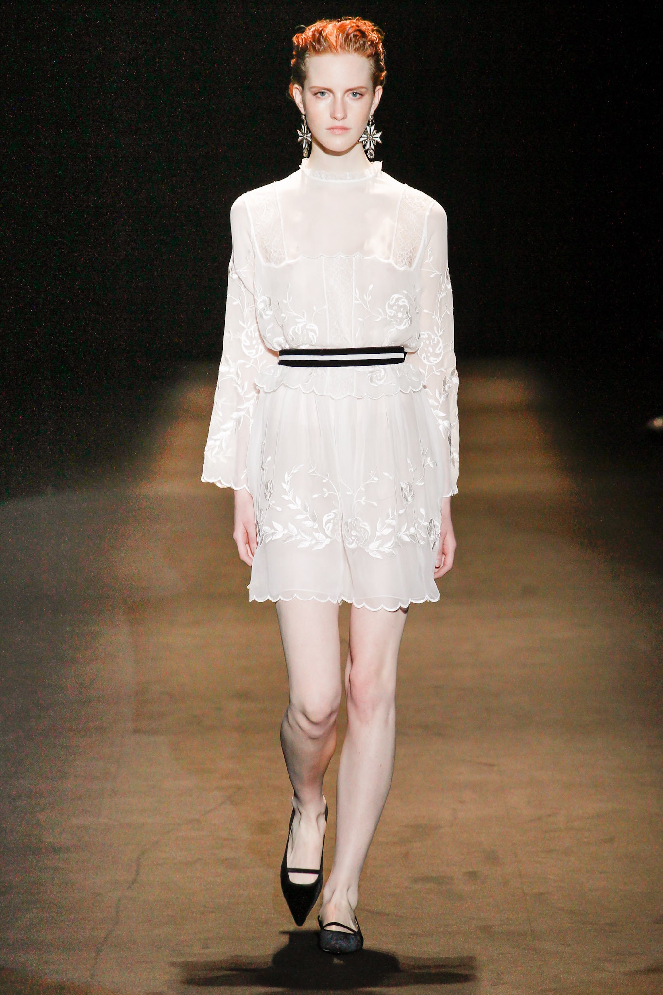 white silk embroidered mini dress