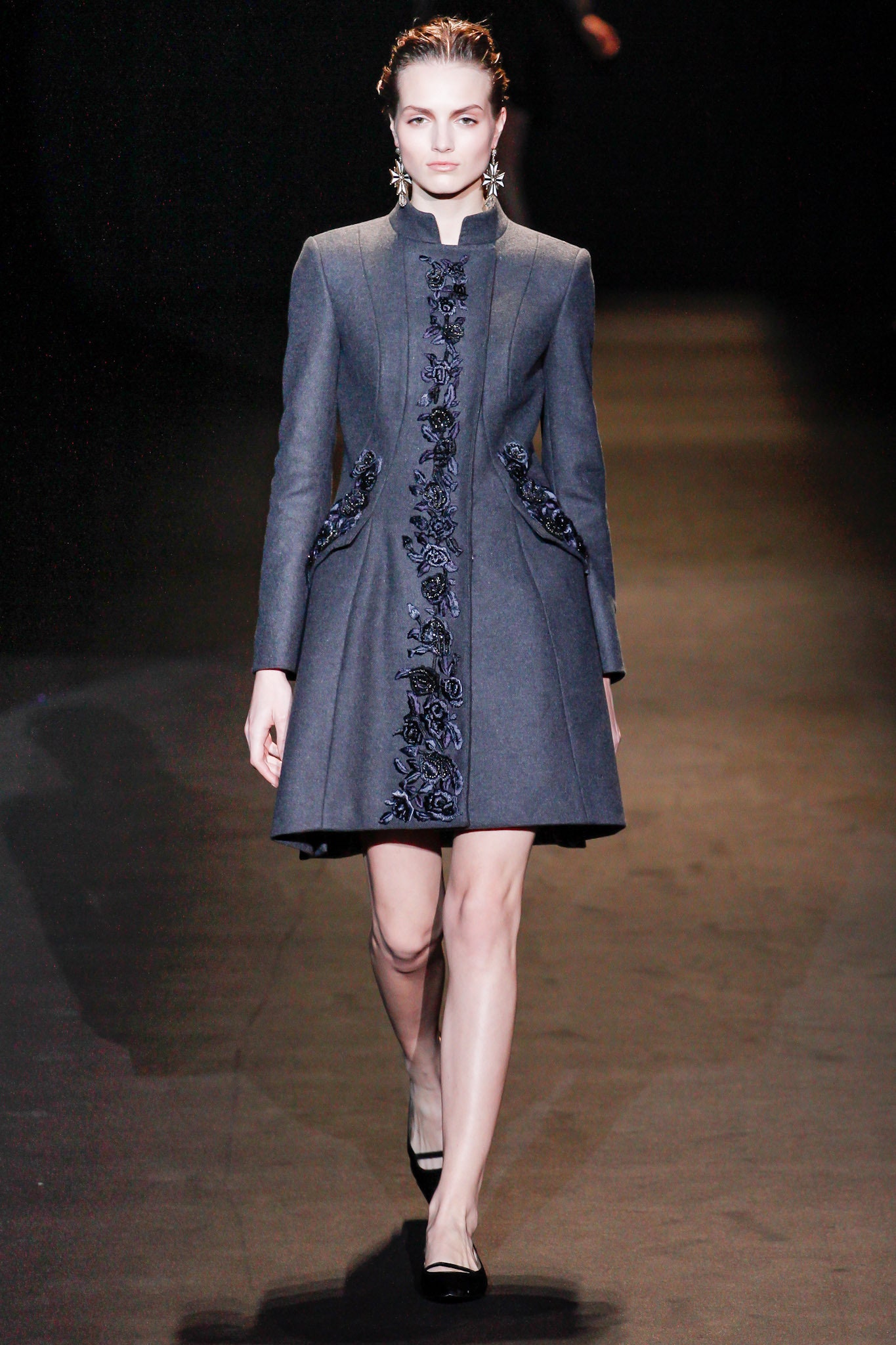 gray wool fitted dress