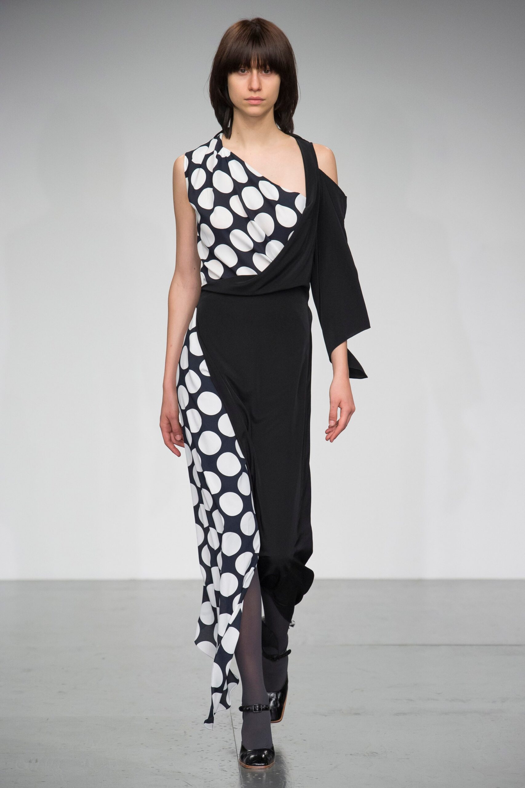 black and white polka-dot dress