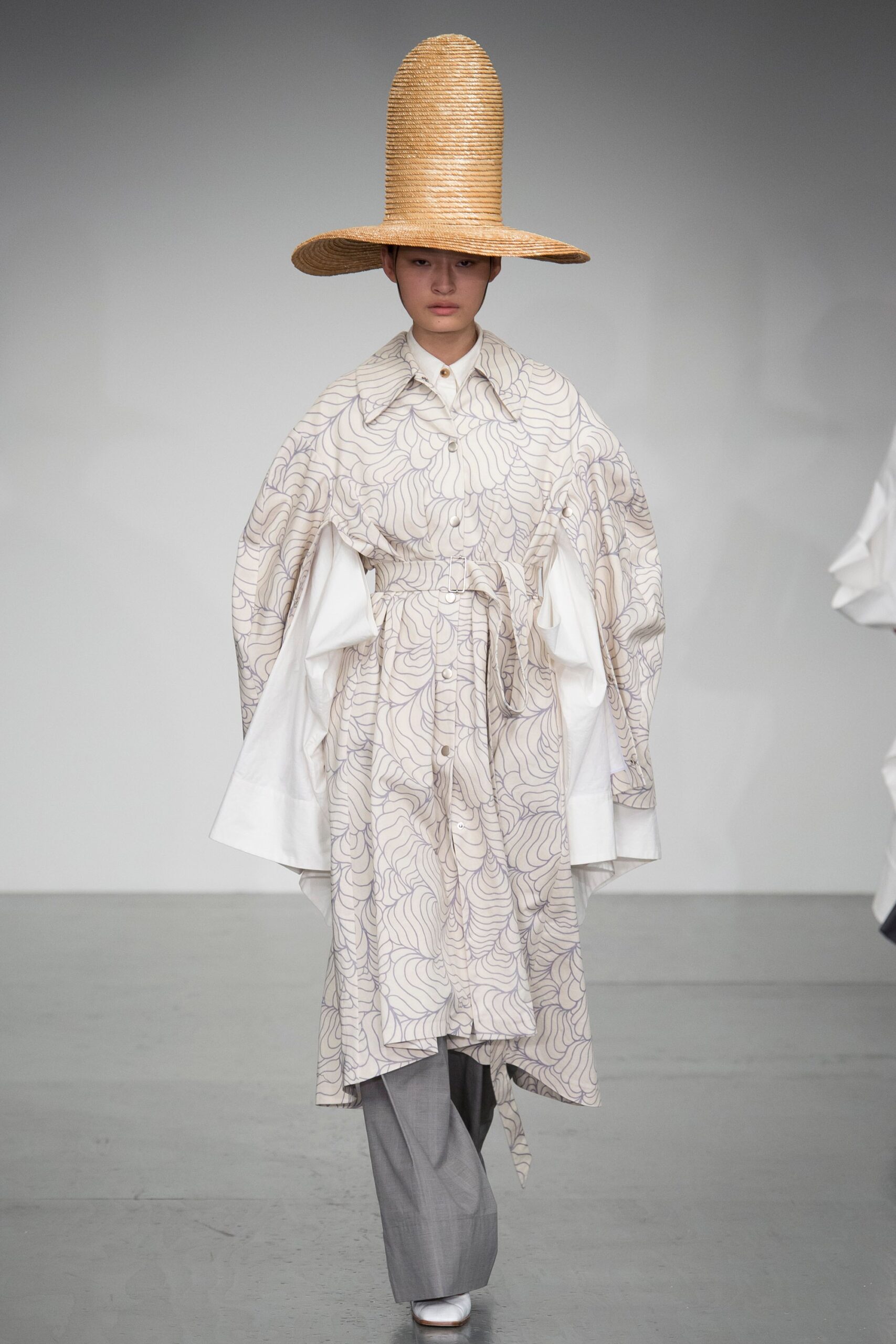 relaxed white printed cape