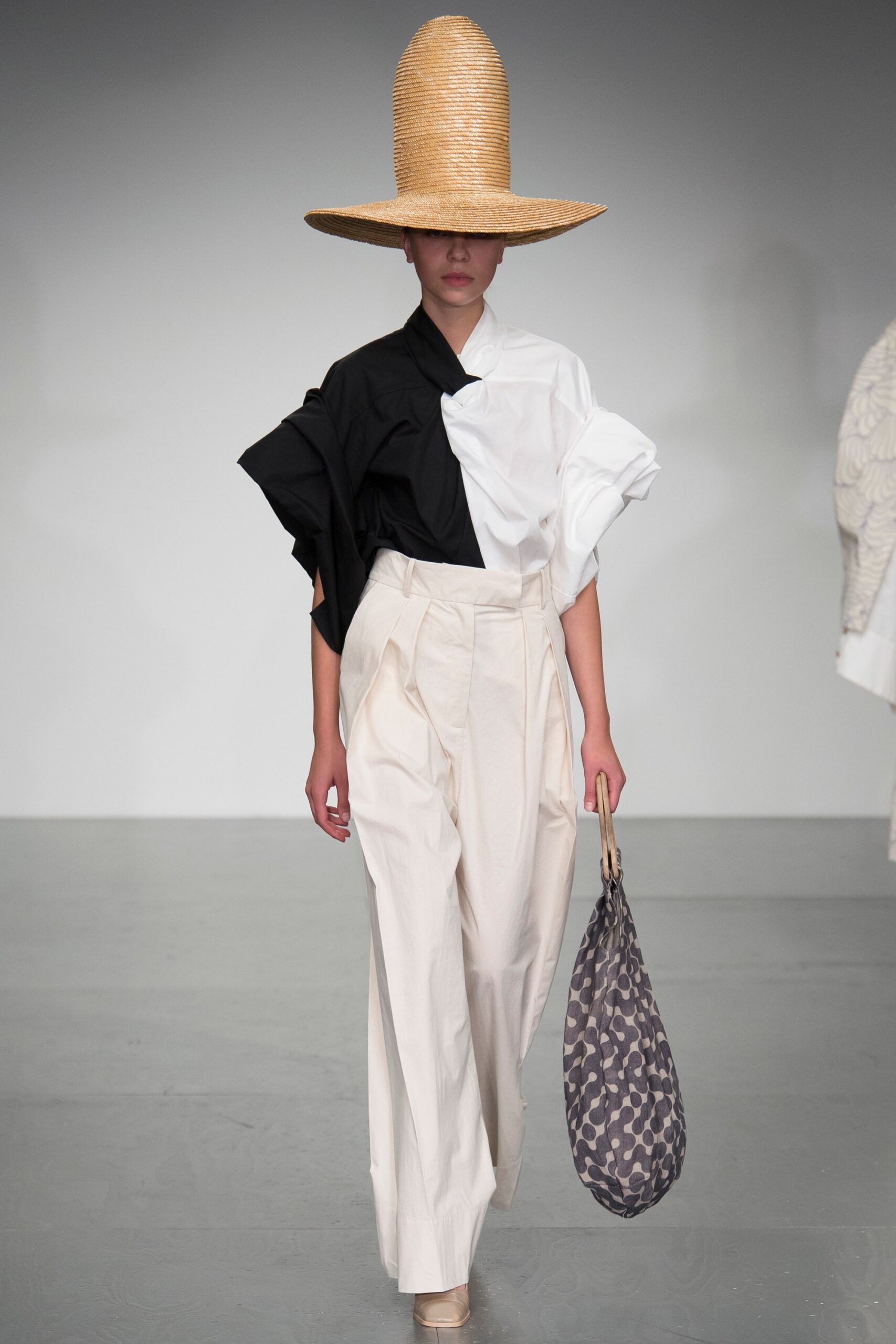 color-blocked top with wide-leg pants