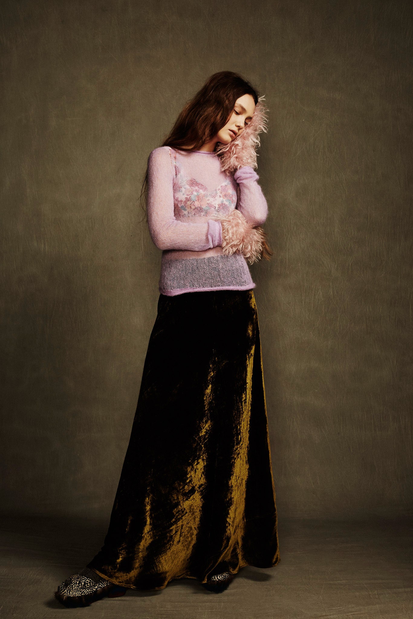 black velvet relaxed flared textured maxi skirt