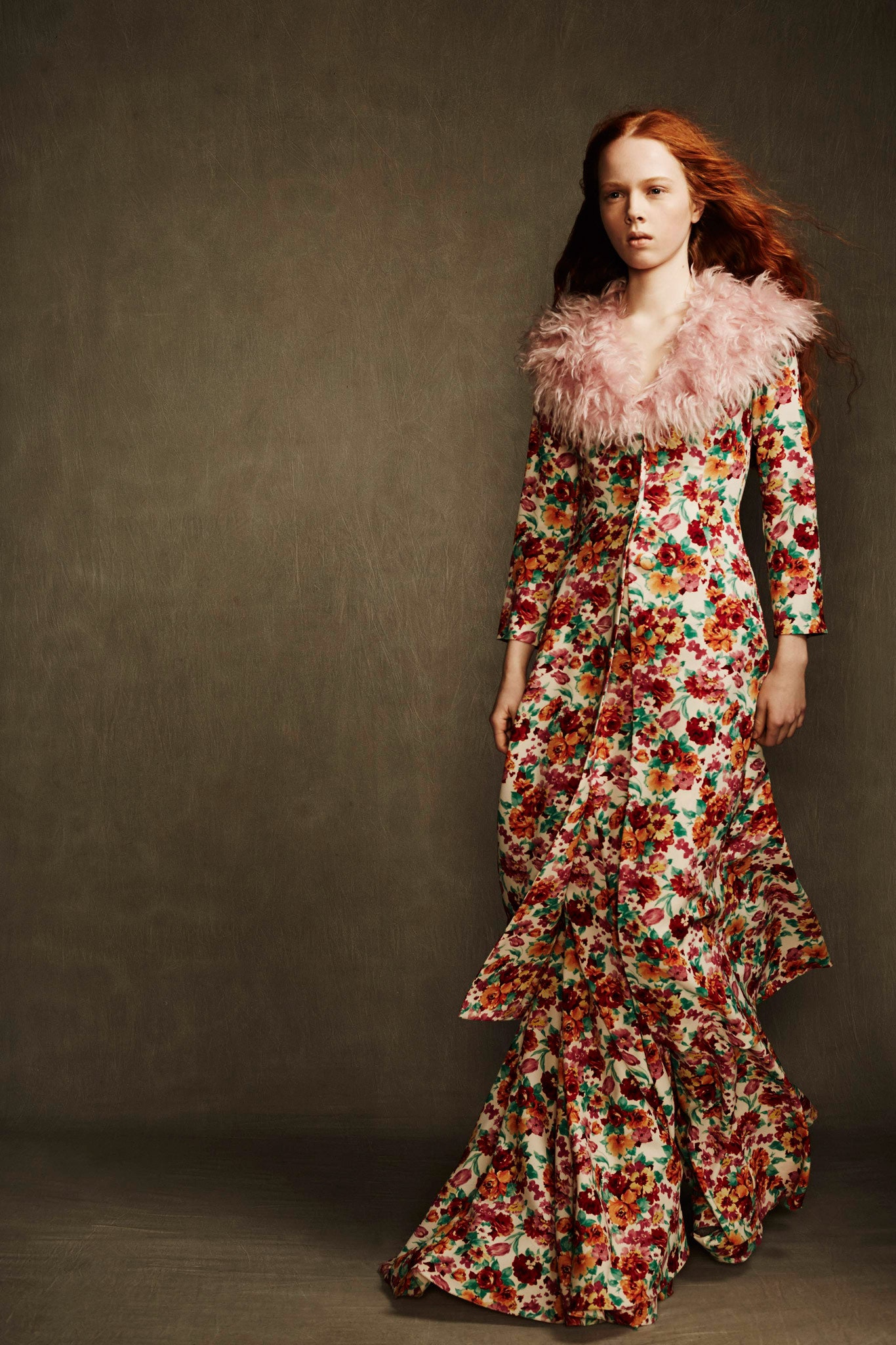 pink fur relaxed layered cape