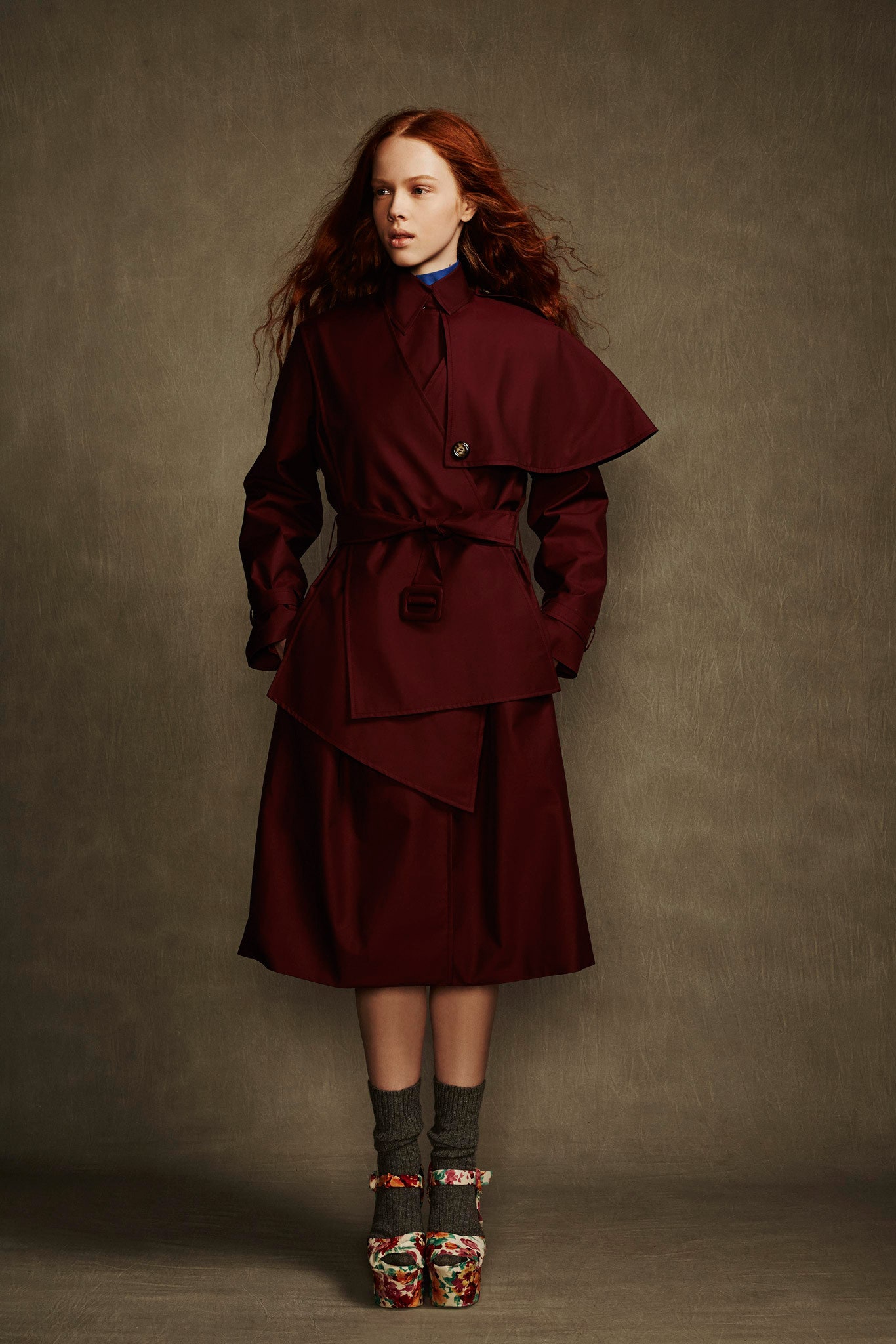 fitted maroon asymmetric coat