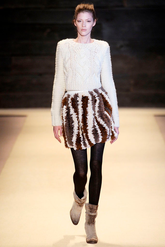 brown faux-fur fitted pleated mini skirt