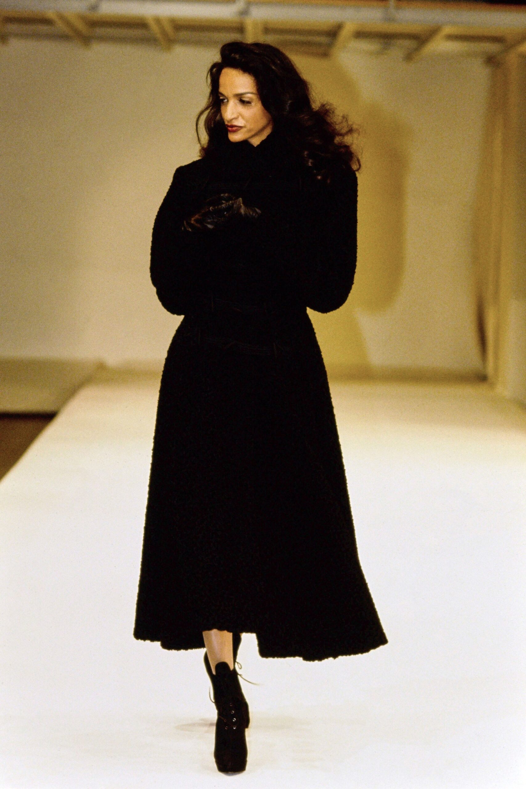 black wool belted coat
