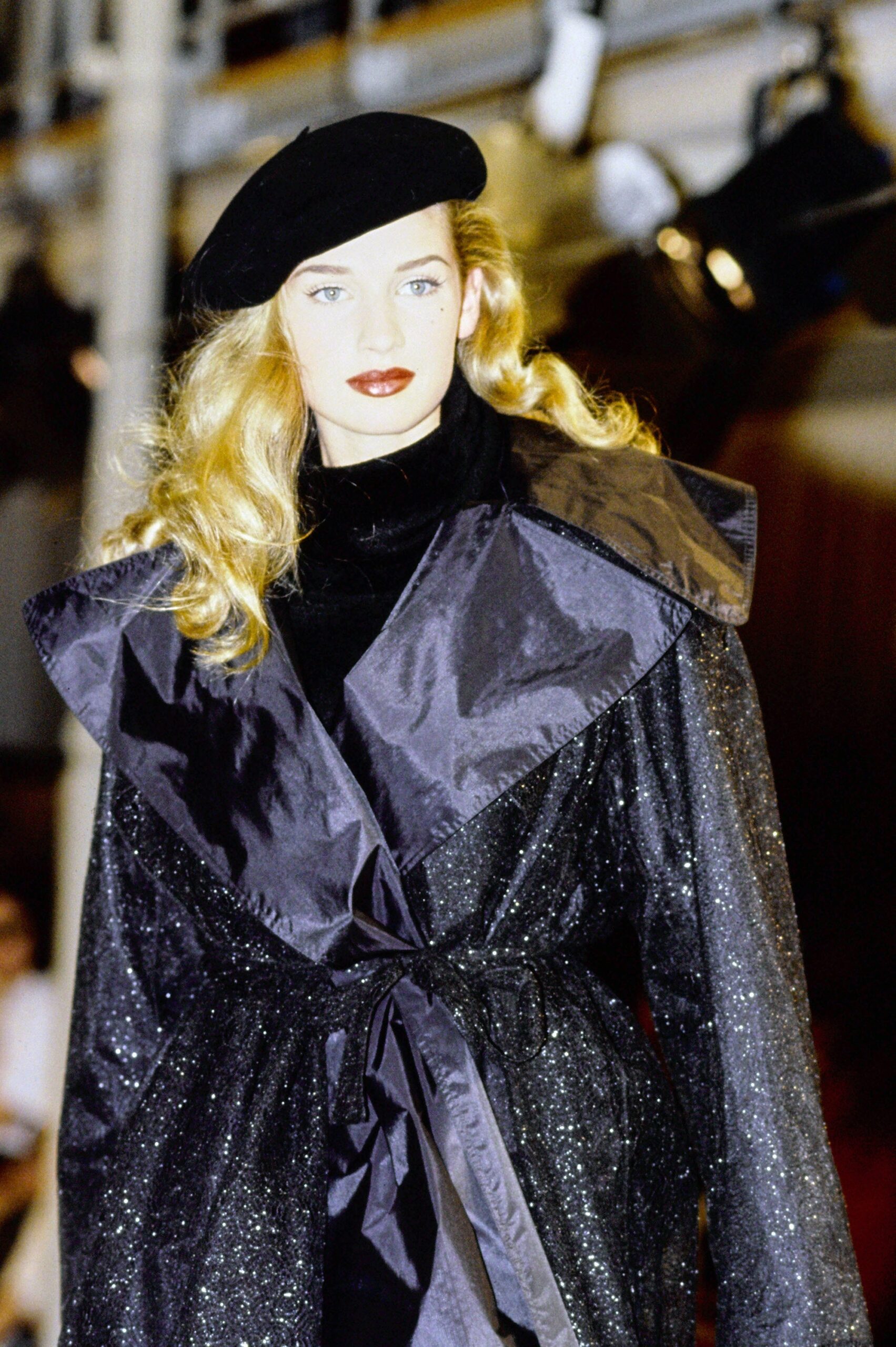 black and gray belted coat
