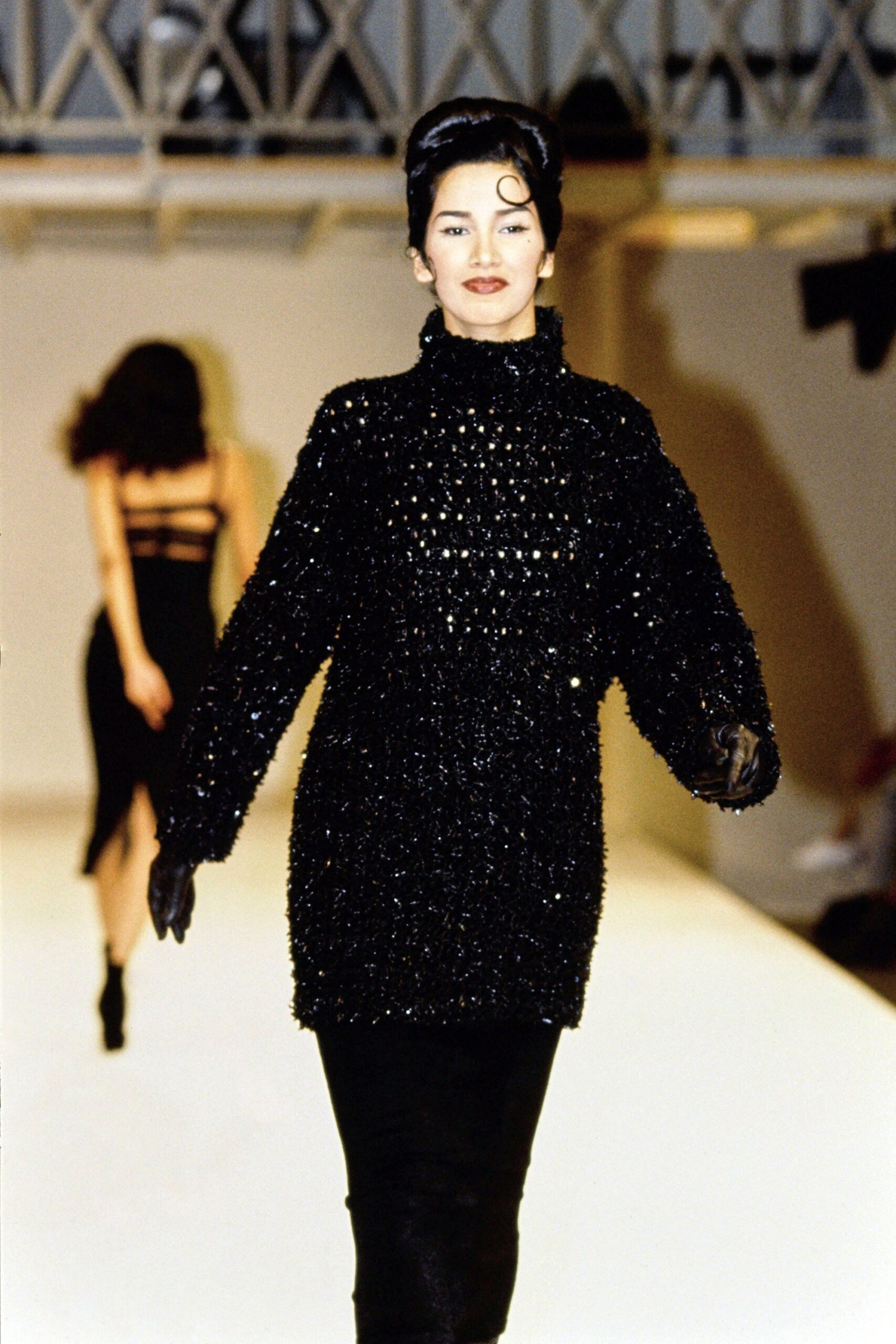black wool sweater and pencil skirt
