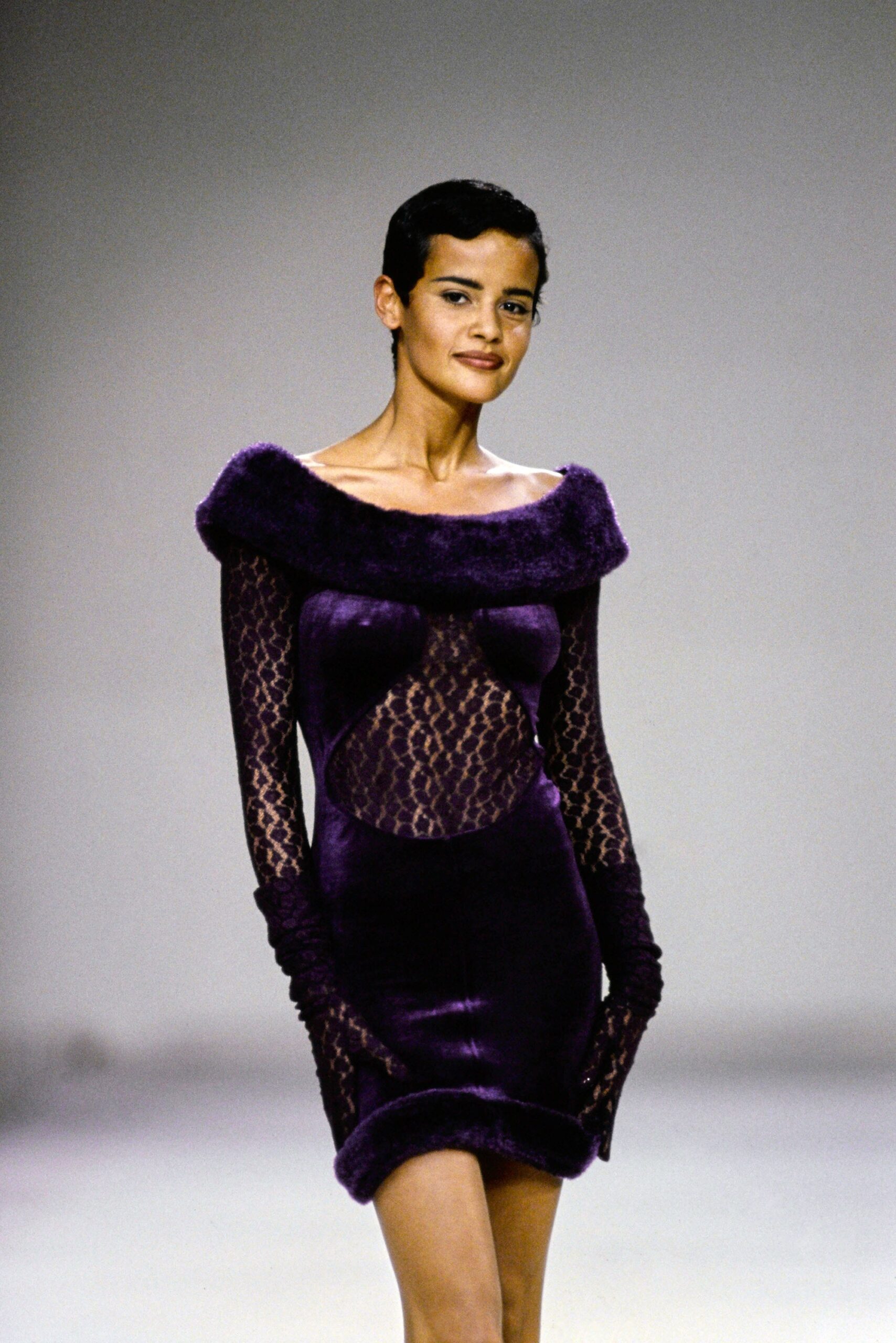 fitted purple velvet mini dress