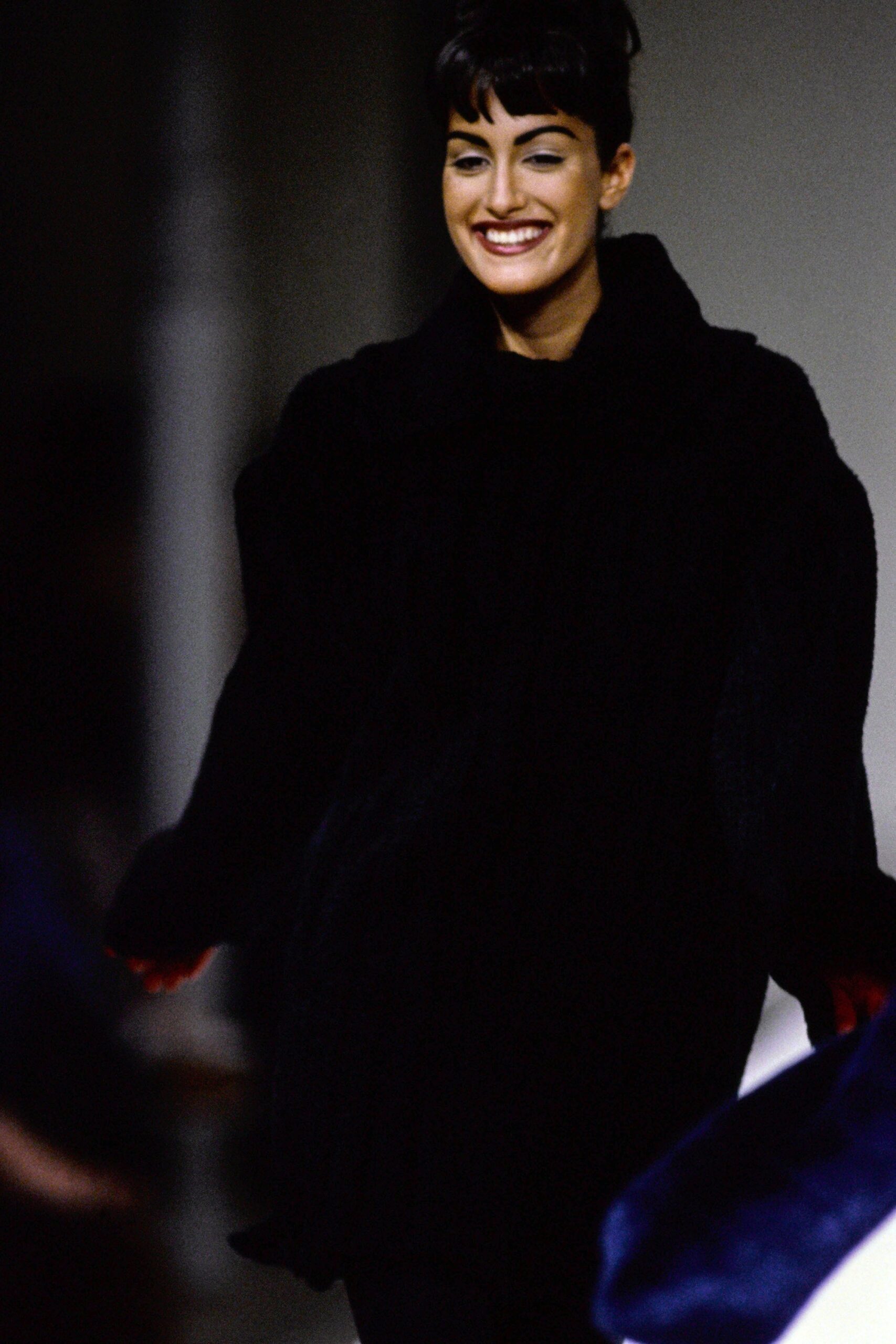 oversized black fur coat