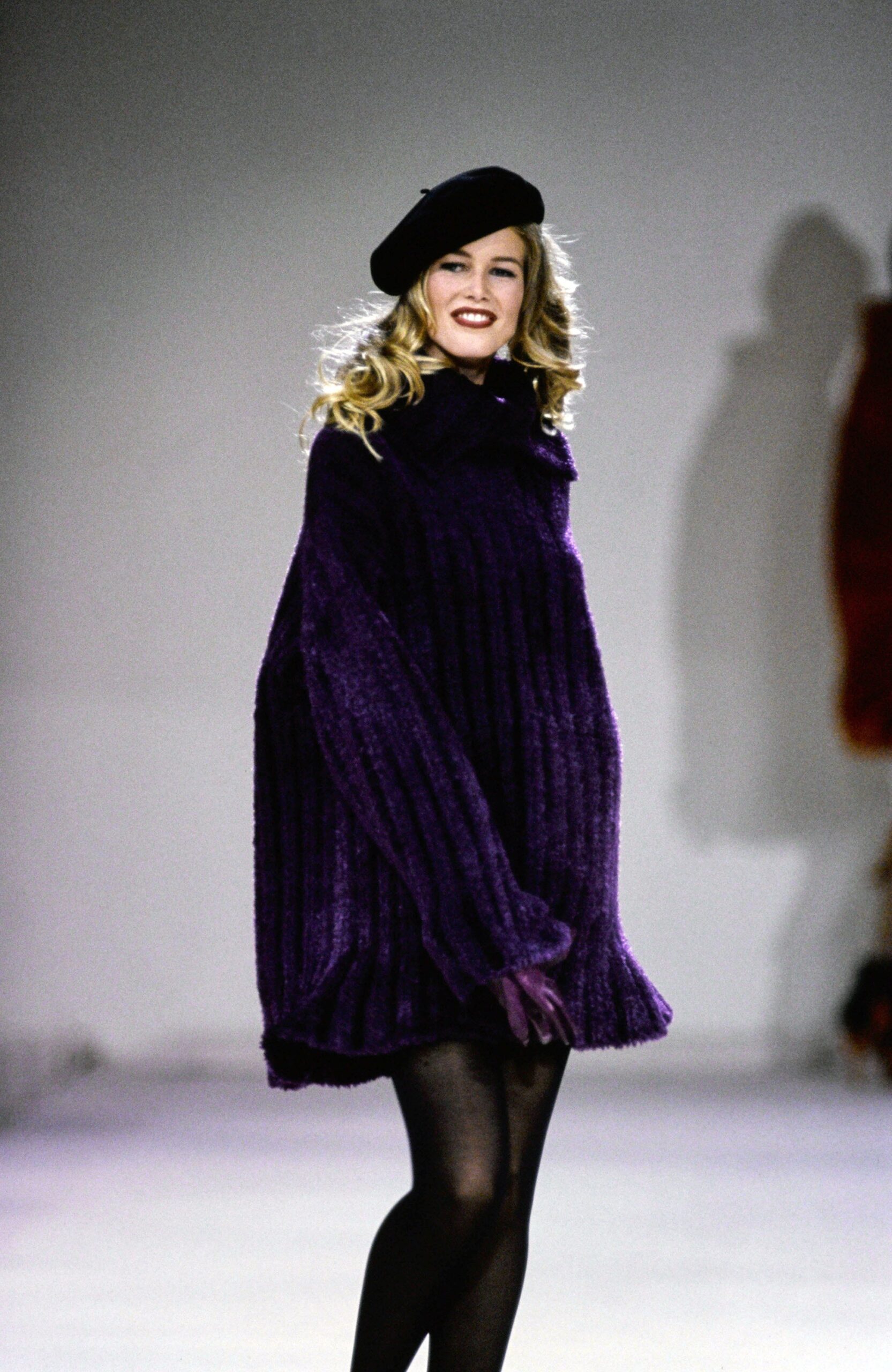oversized purple ribbed sweater with hat