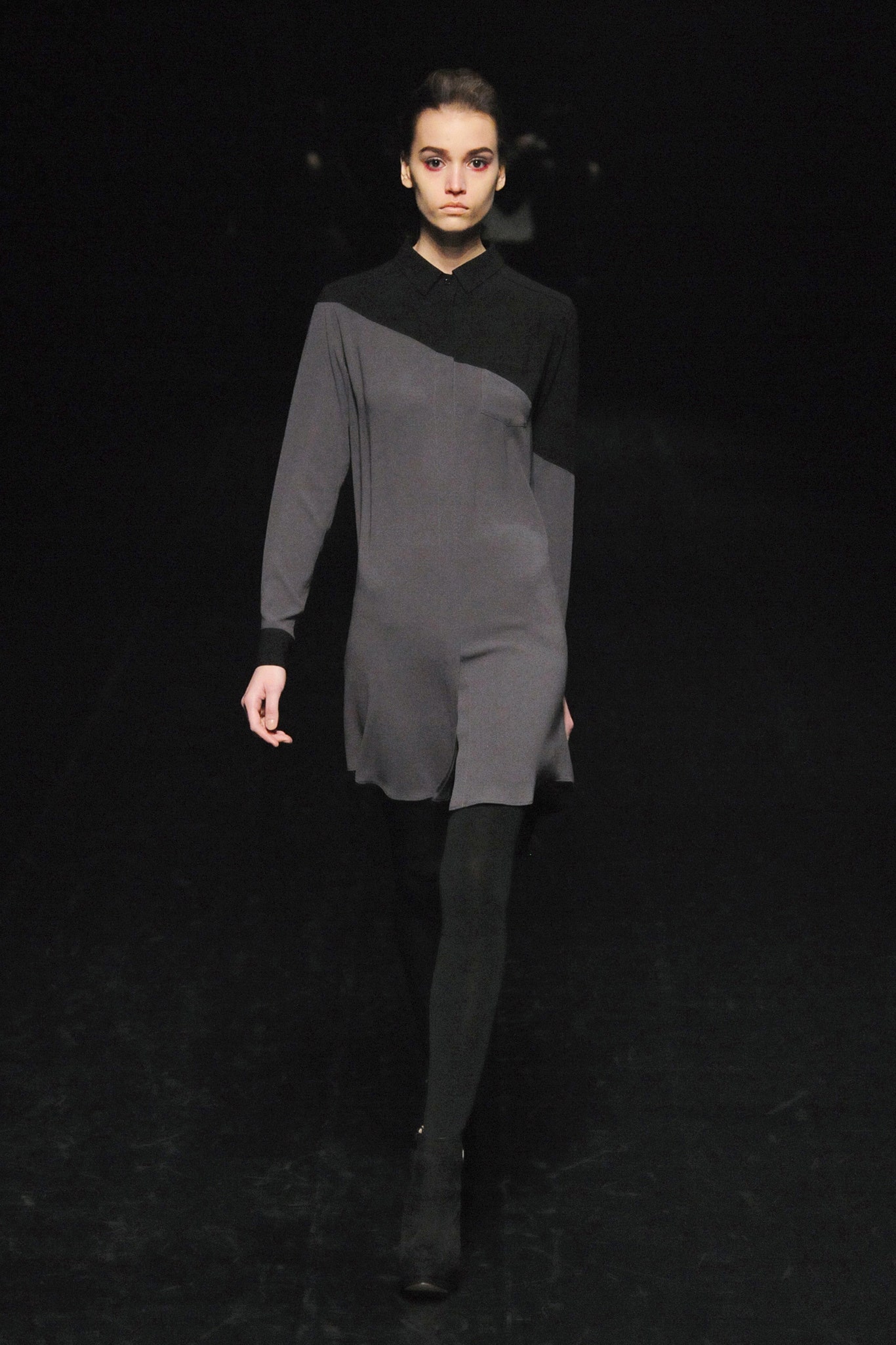 black gray asymmetric dress