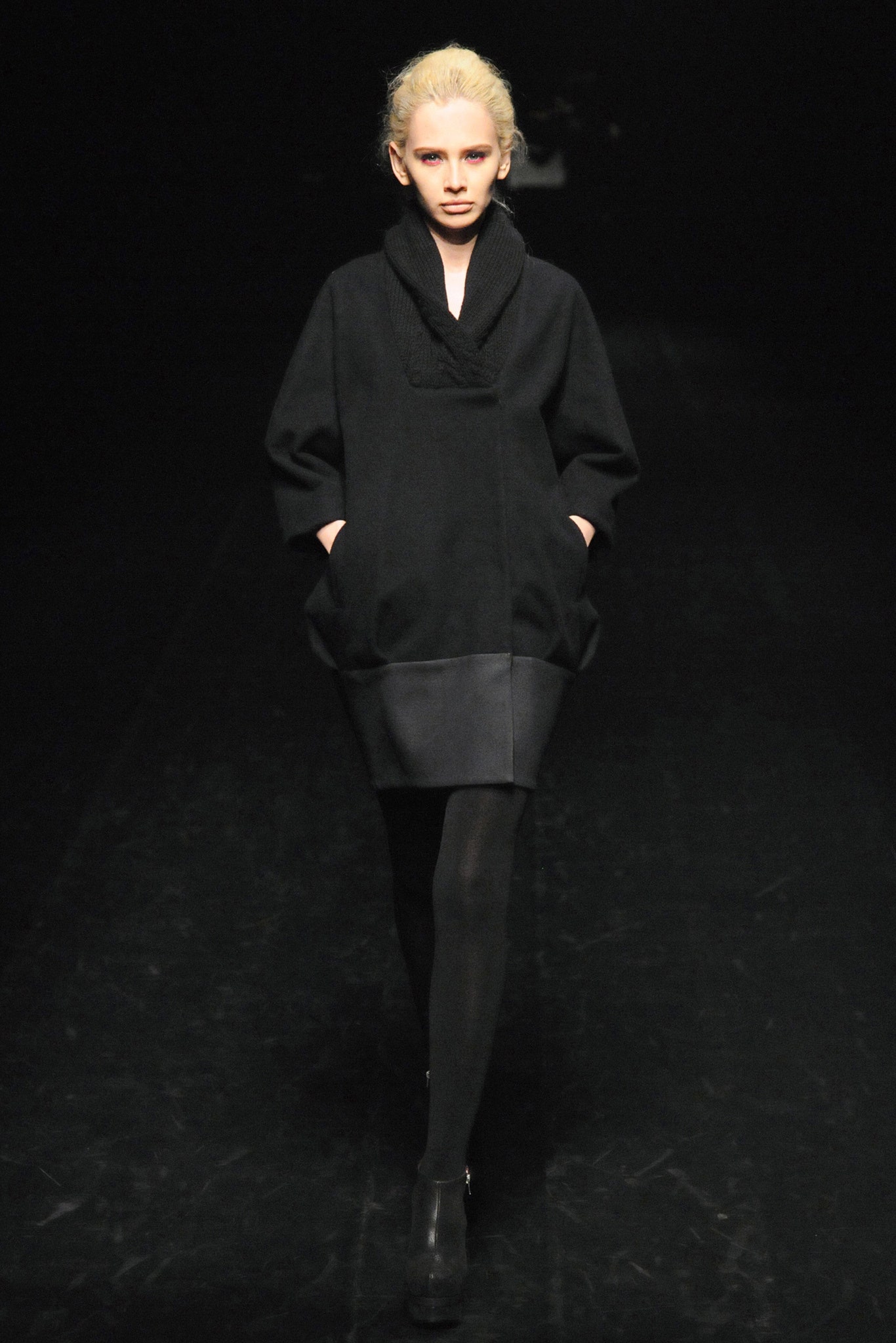 black wool coat and dress