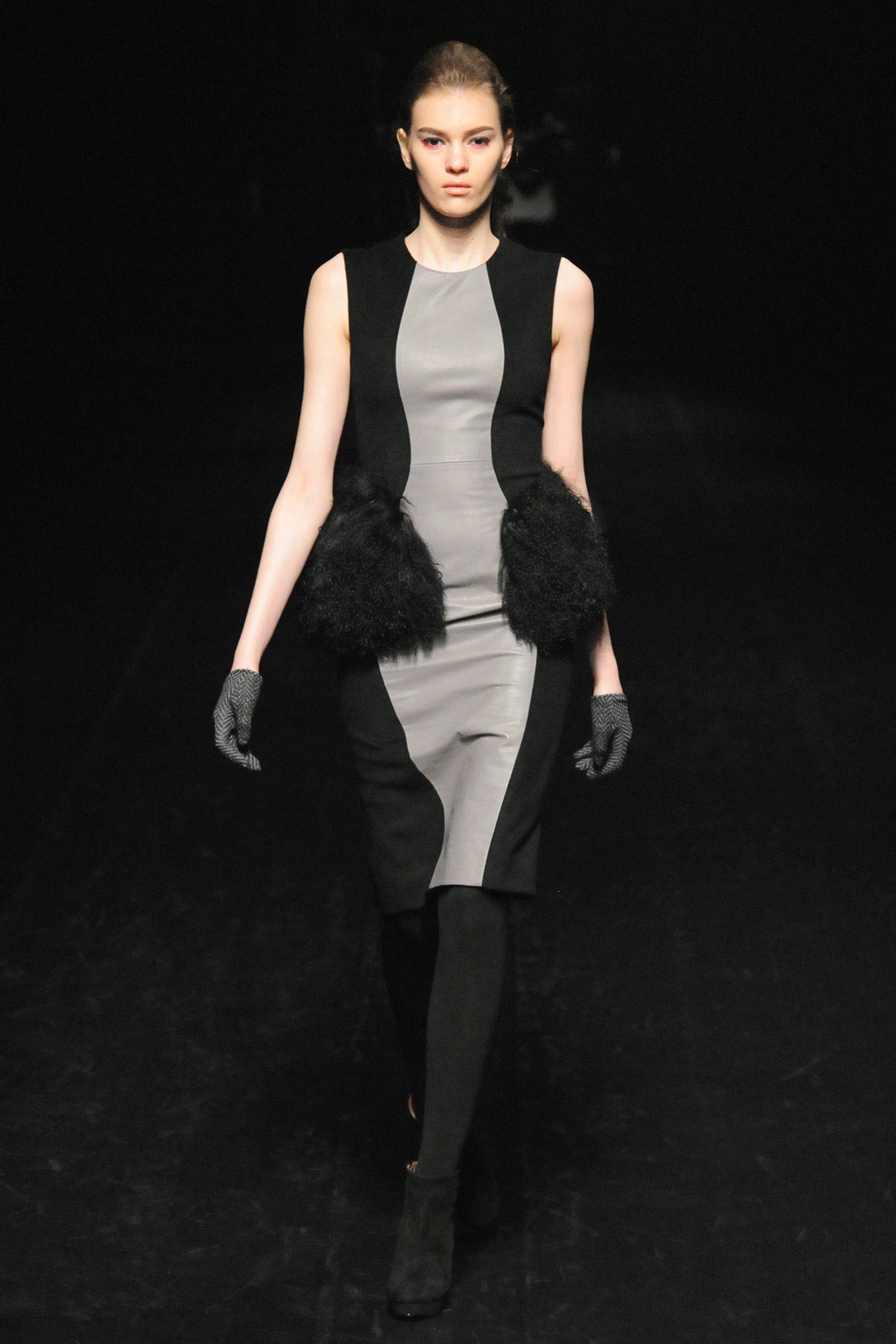 black and gray color-blocked dress