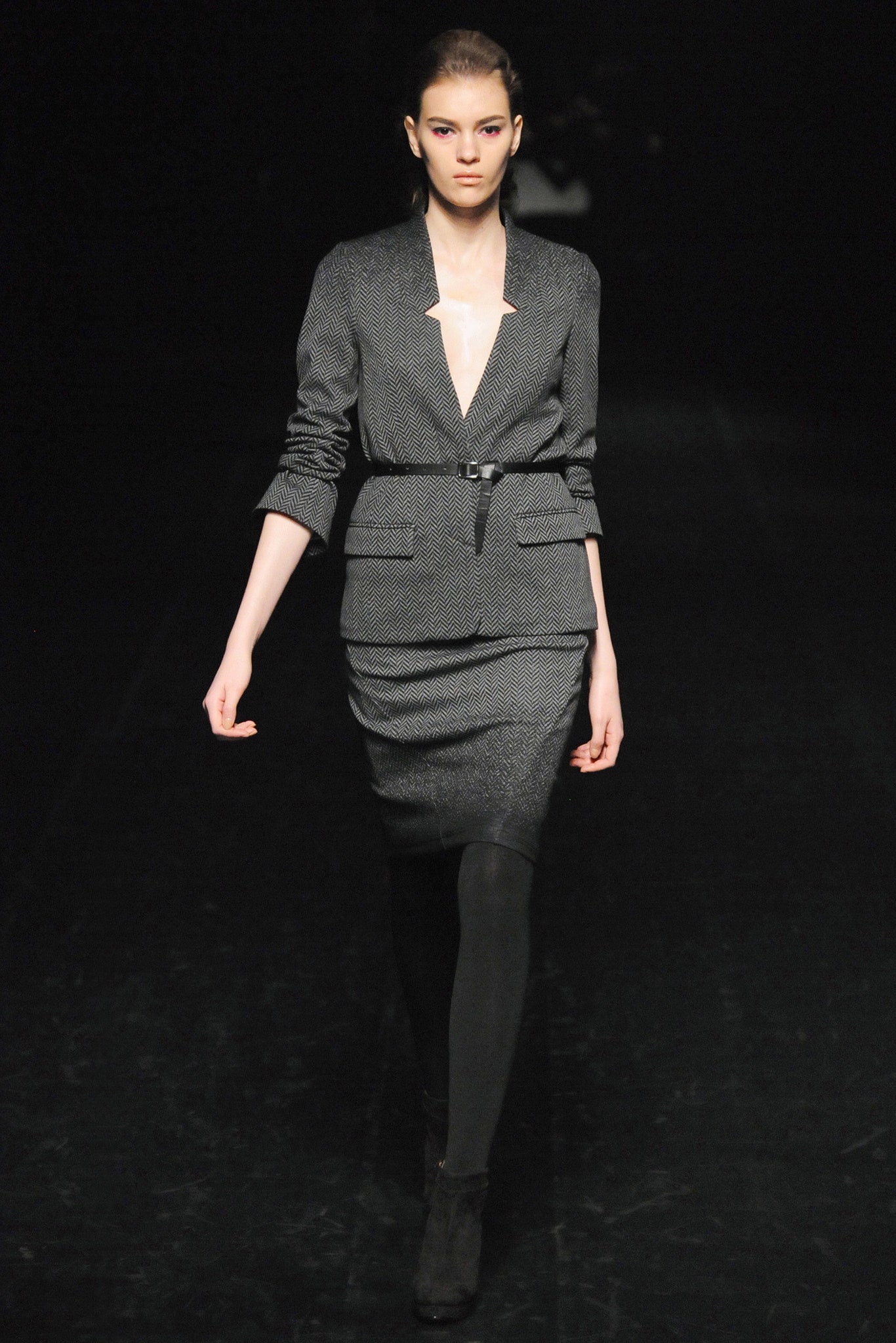 tailored black blazer and pencil skirt