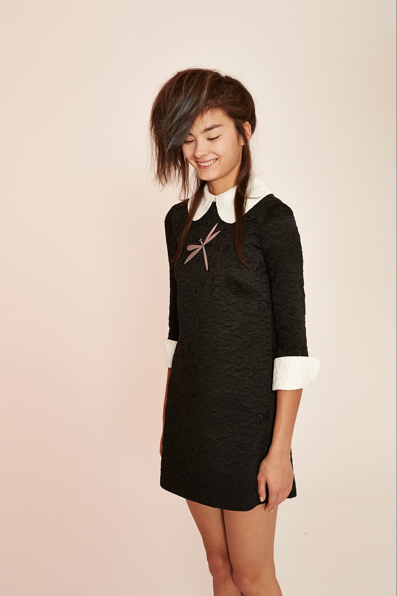 black fitted collared dress