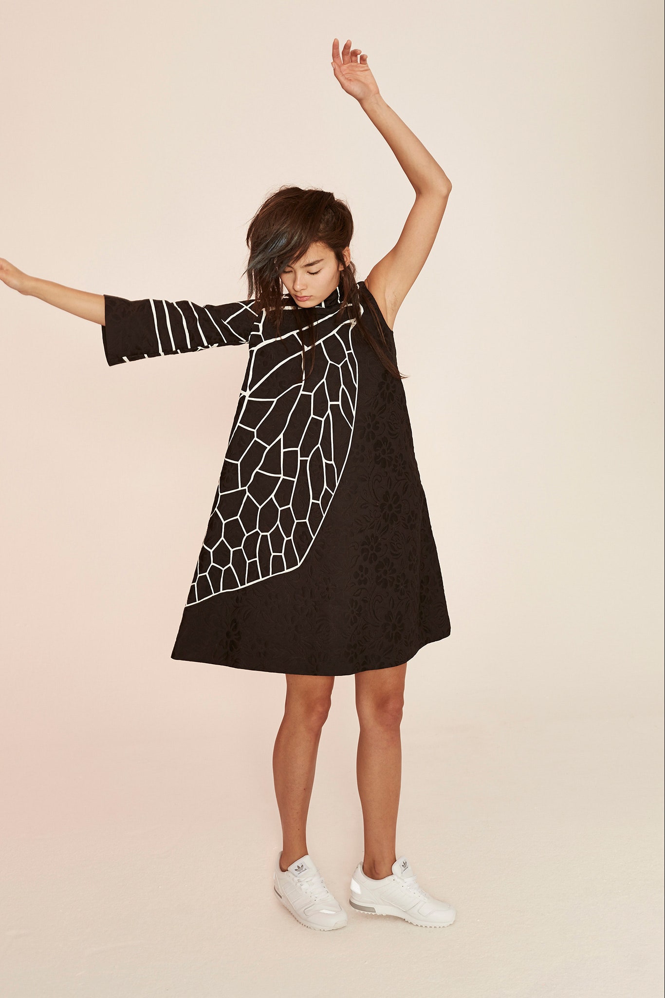 black and white asymmetric dress